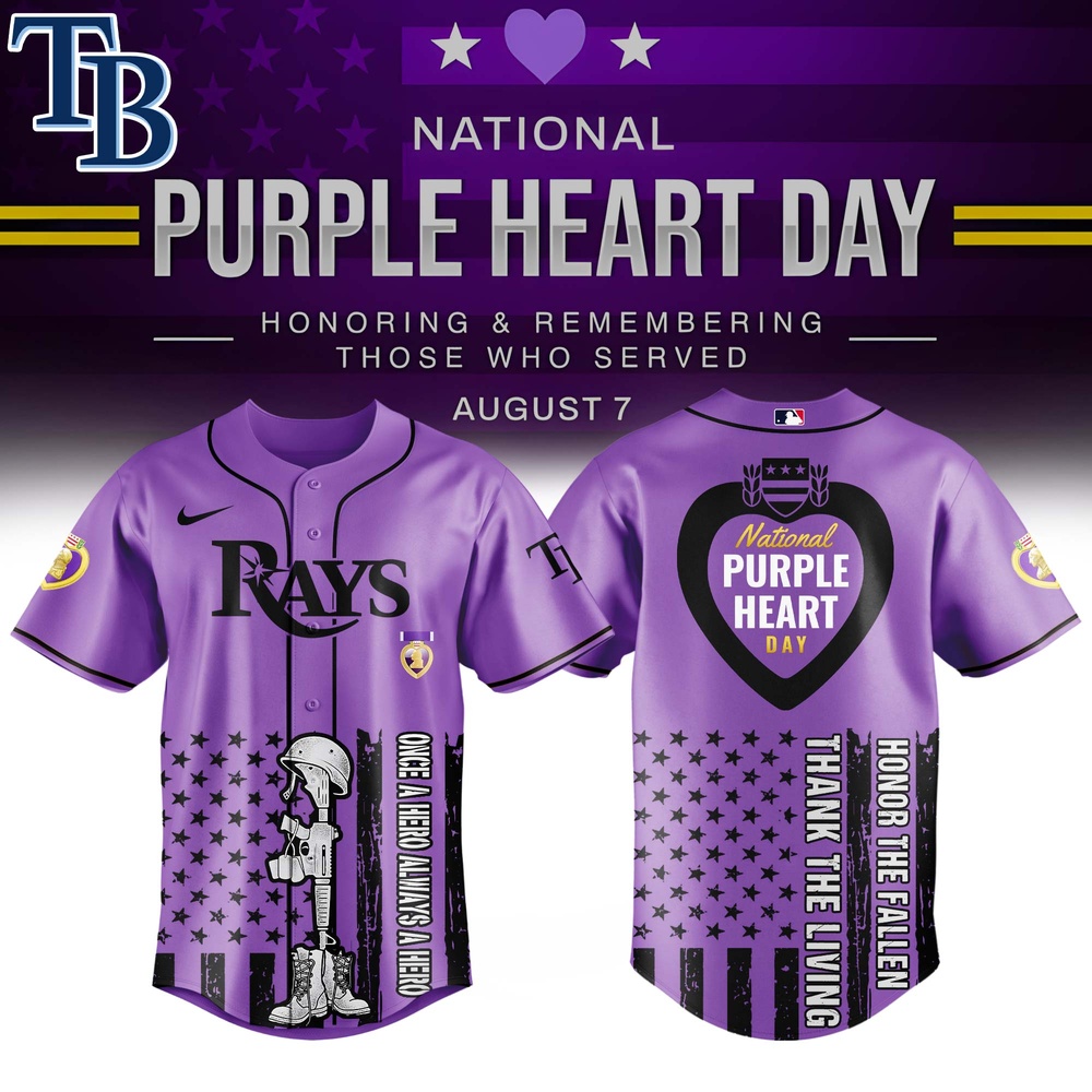Tampa Bay Rays Mlb X Usa Purple Heart Day Custom Baseball Jersey