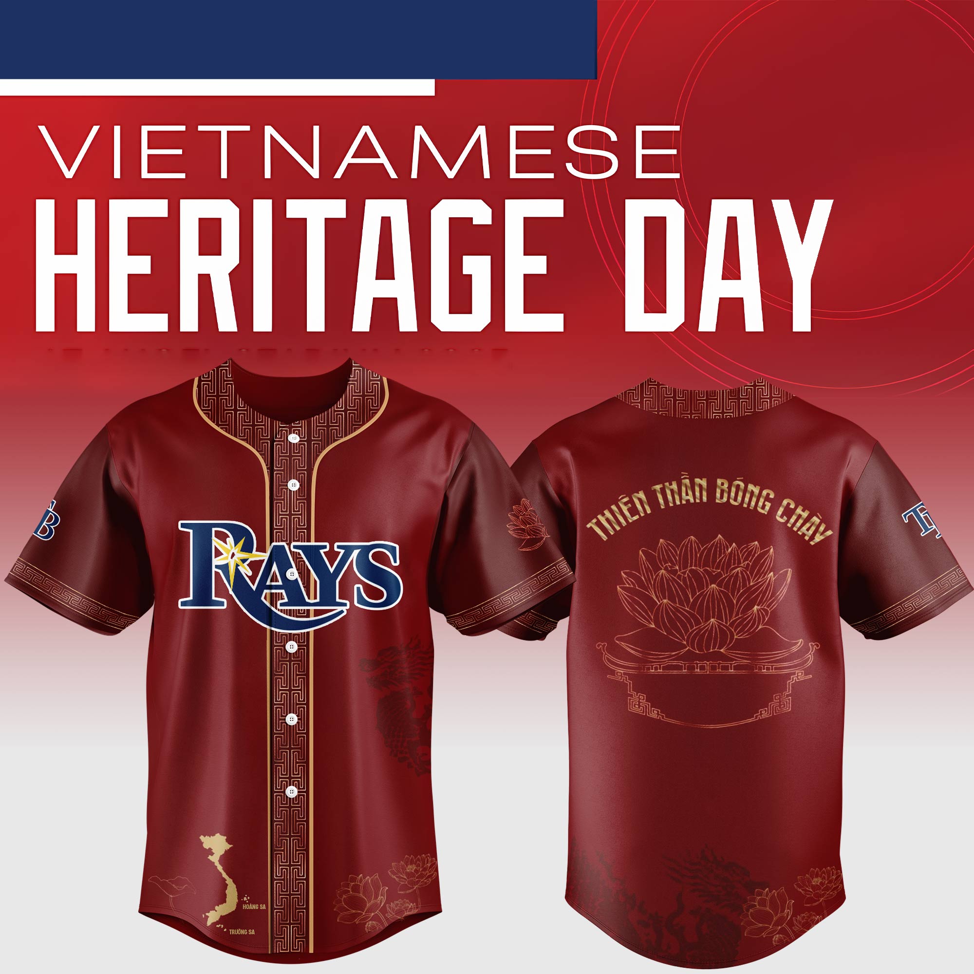 Tampa Bay Rays Mlb X Vietnamese Heritage Night Custom Baseball Jersey