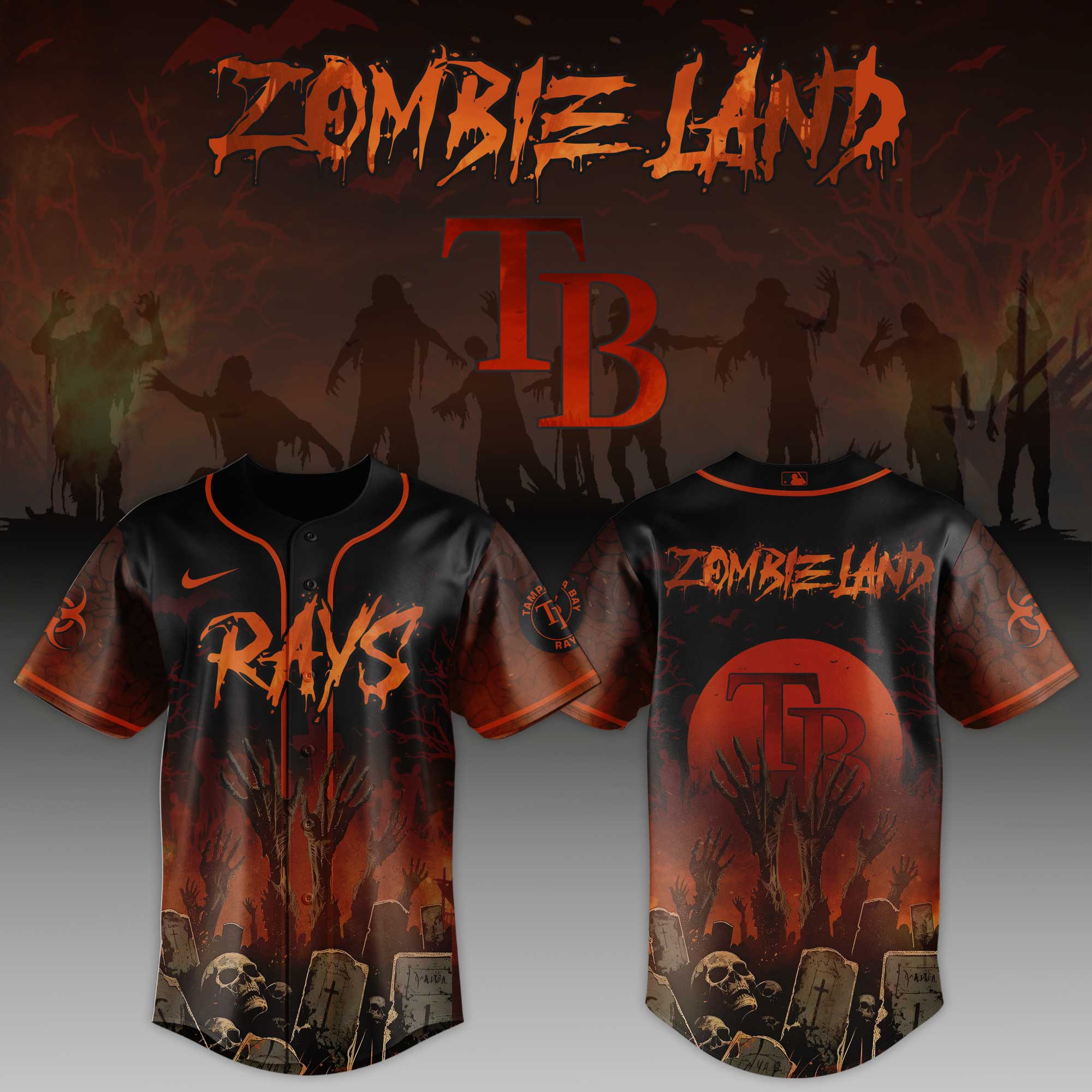 Tampa Bay Rays Mlb X Zombieland Custom Baseball Jersey