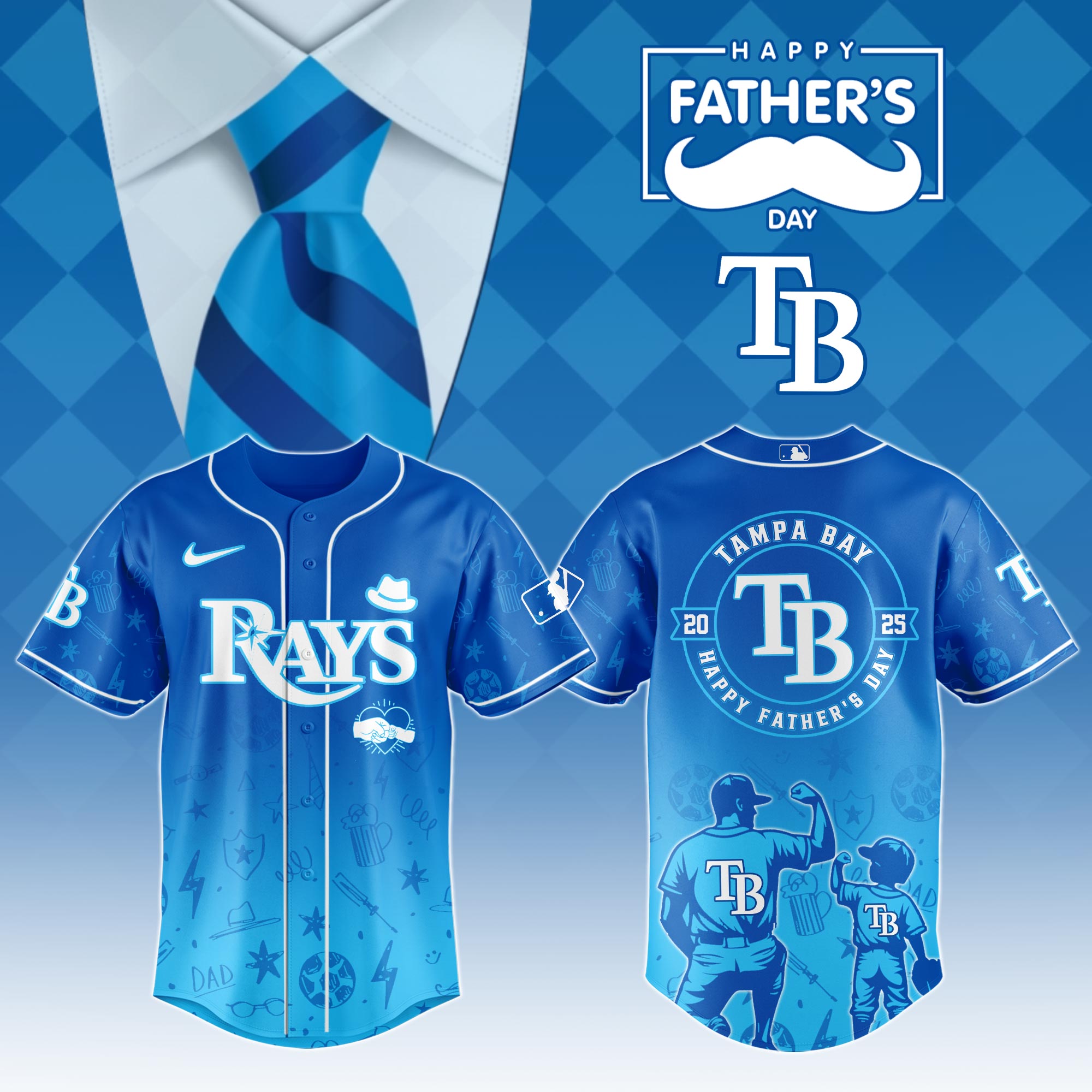 Tampa Bay Rays Special Father’s Day Limited Edition Custom Baseball Jersey