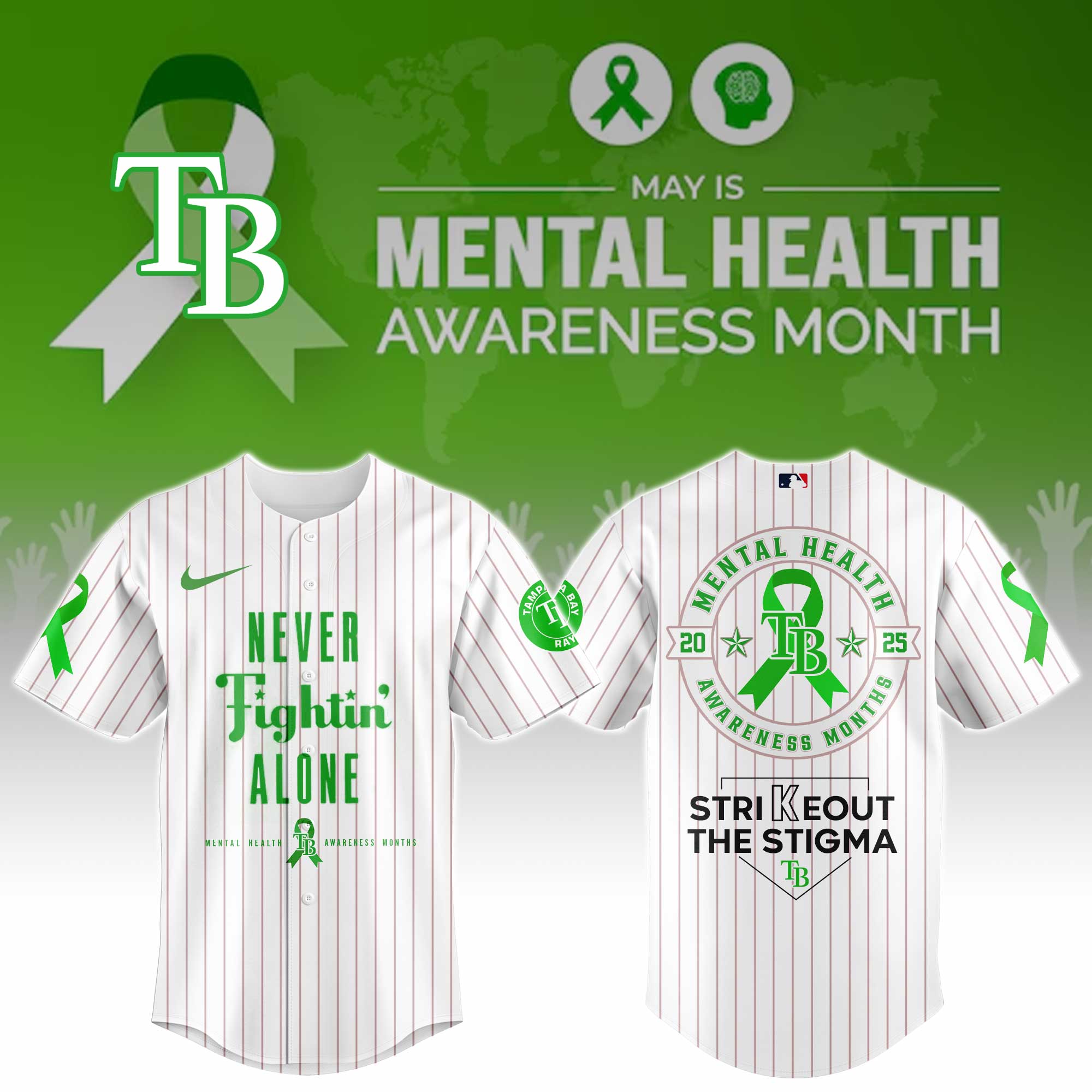 Tampa Bay Rays Special Mental Health Awareness Week Limited Edition Custom Baseball Jersey