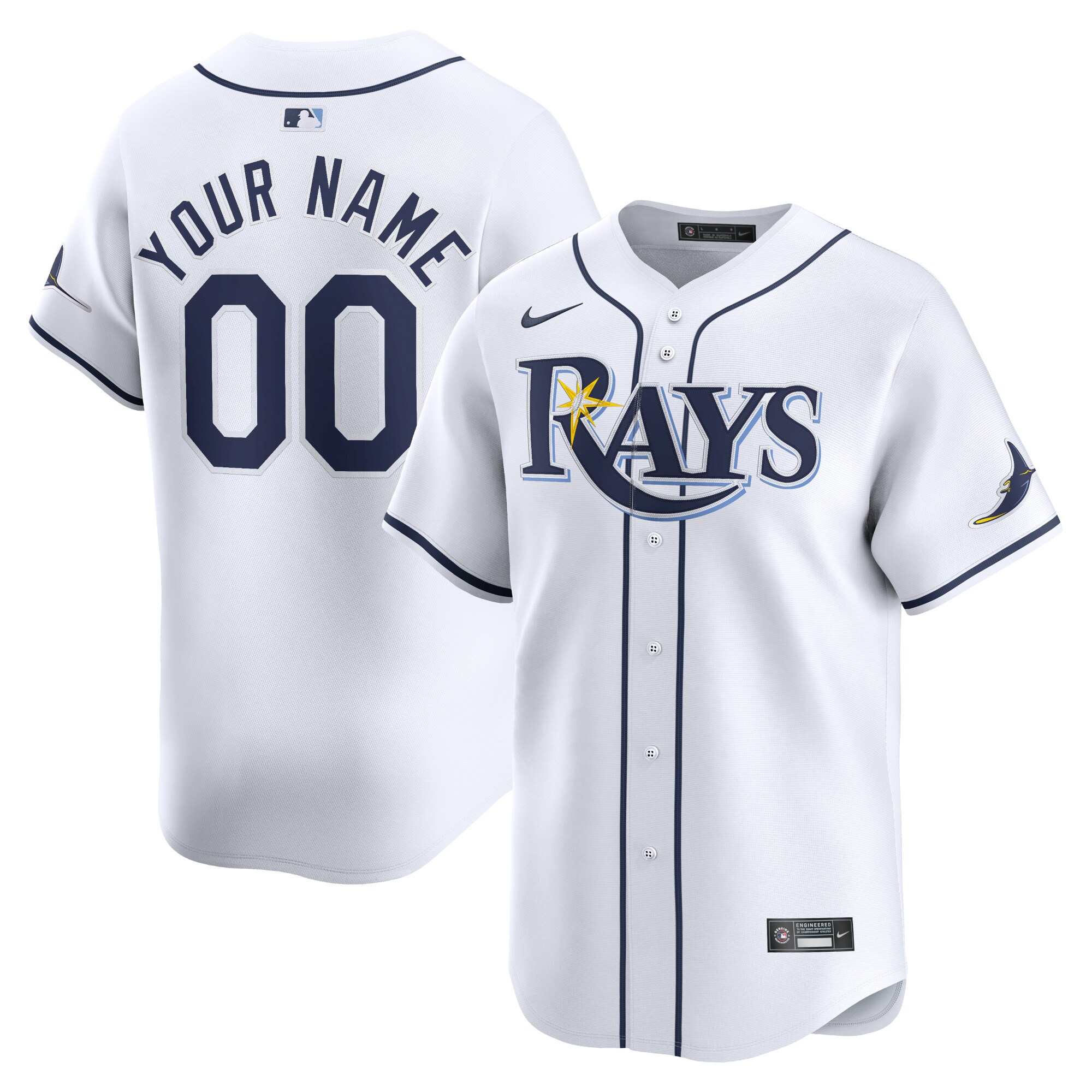 Tampa Bay Rays Youth Home Limited Custom Jersey - White