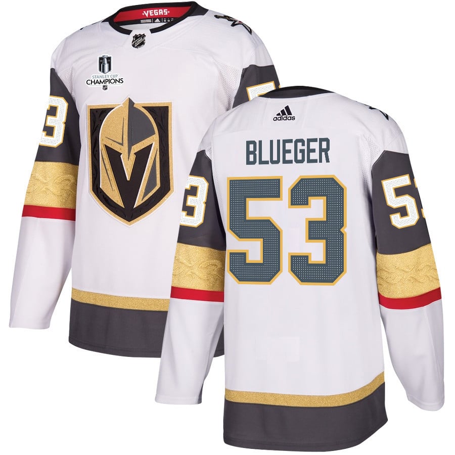 Teddy Blueger 53 Vegas Golden Knights Stanley Cup 2023 Champions Patch Away Breakaway Men Jersey - White - JS377 