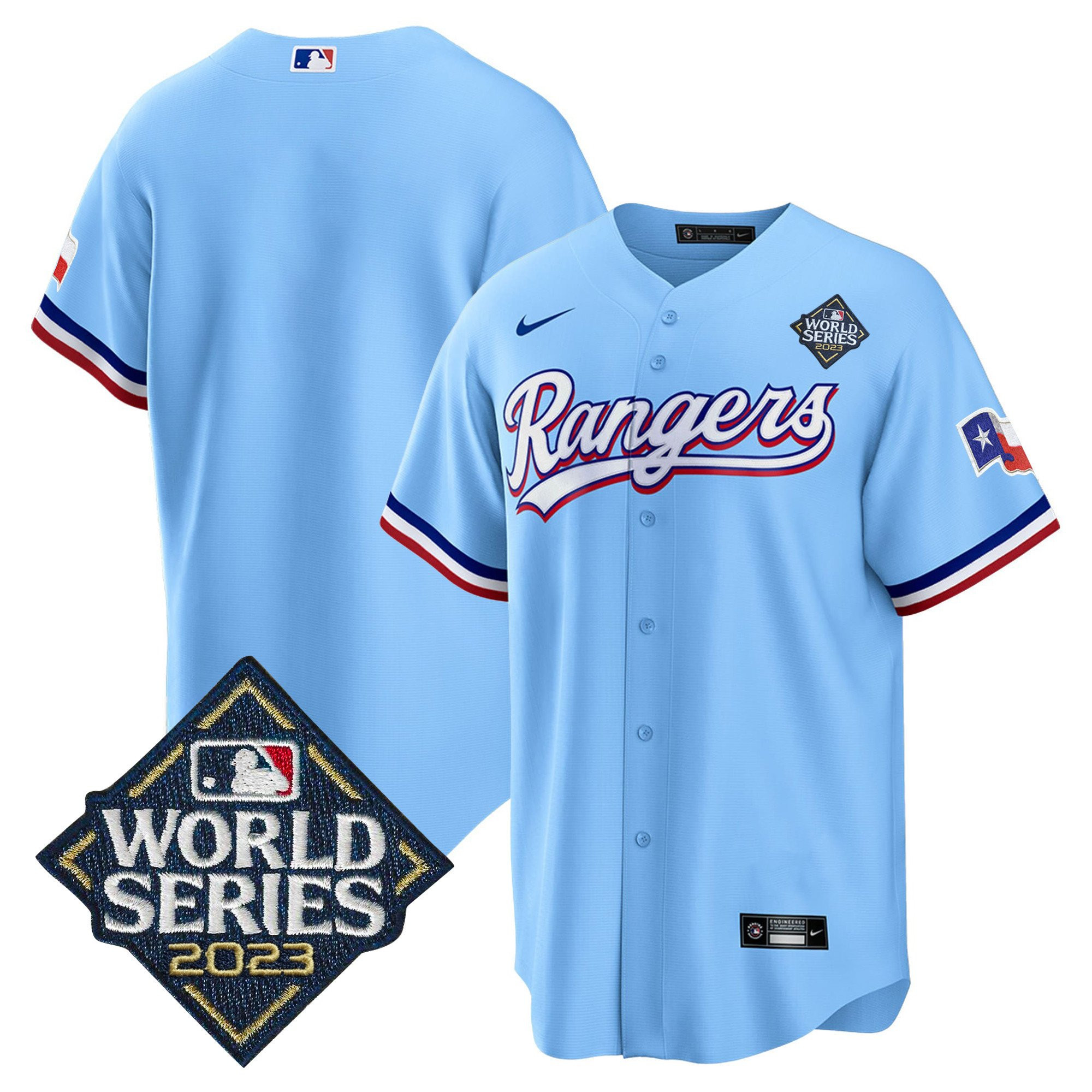 Texas Rangers 2023 World Series Stitched Baseball Jersey - Blue - JS216 