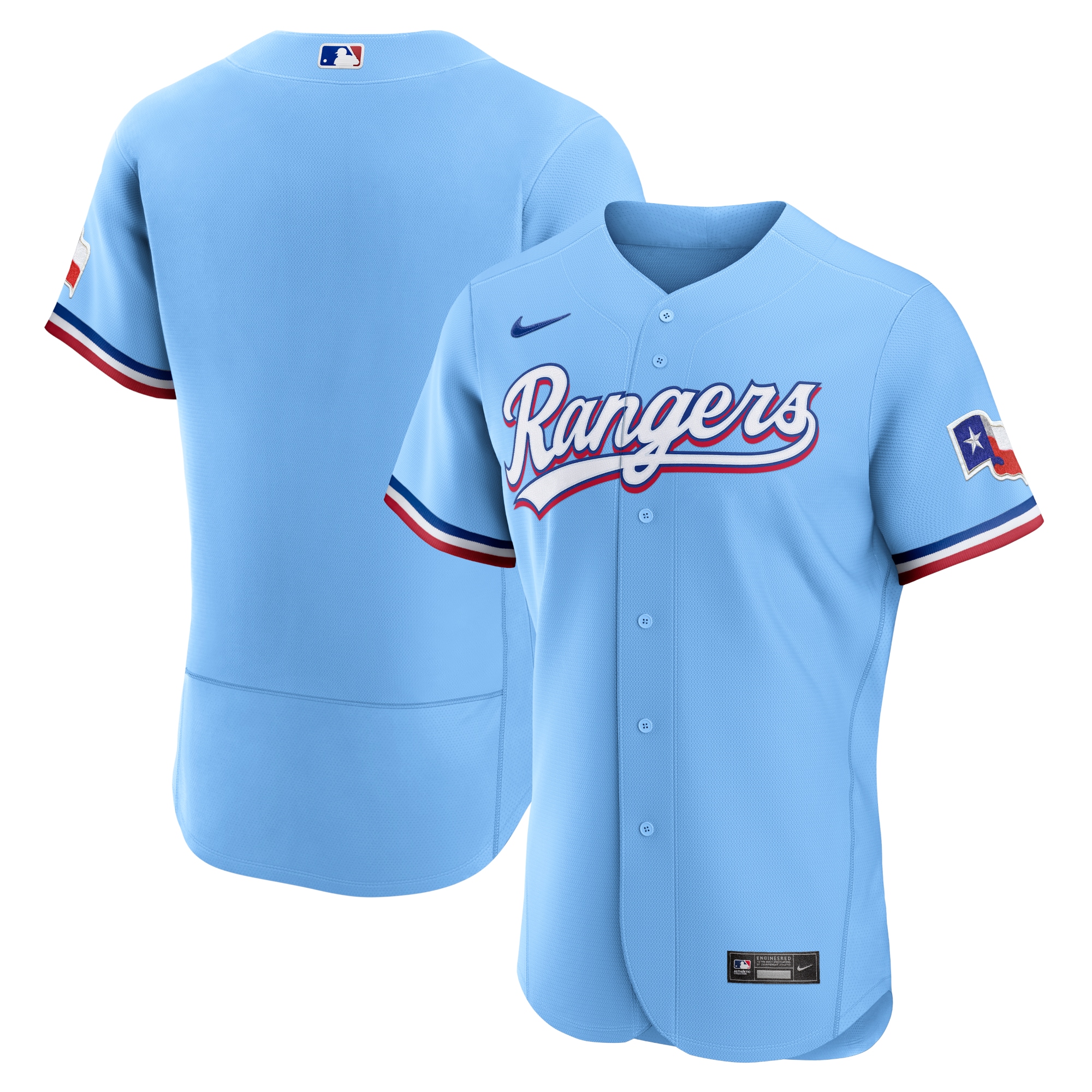 Texas Rangers Alternate Authentic Team Logo Jersey - Light Blue