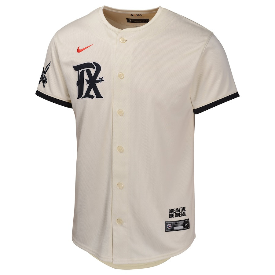 Alternative view of Texas Rangers City Connect Limited YOUTH Jersey - Natural - JS889 