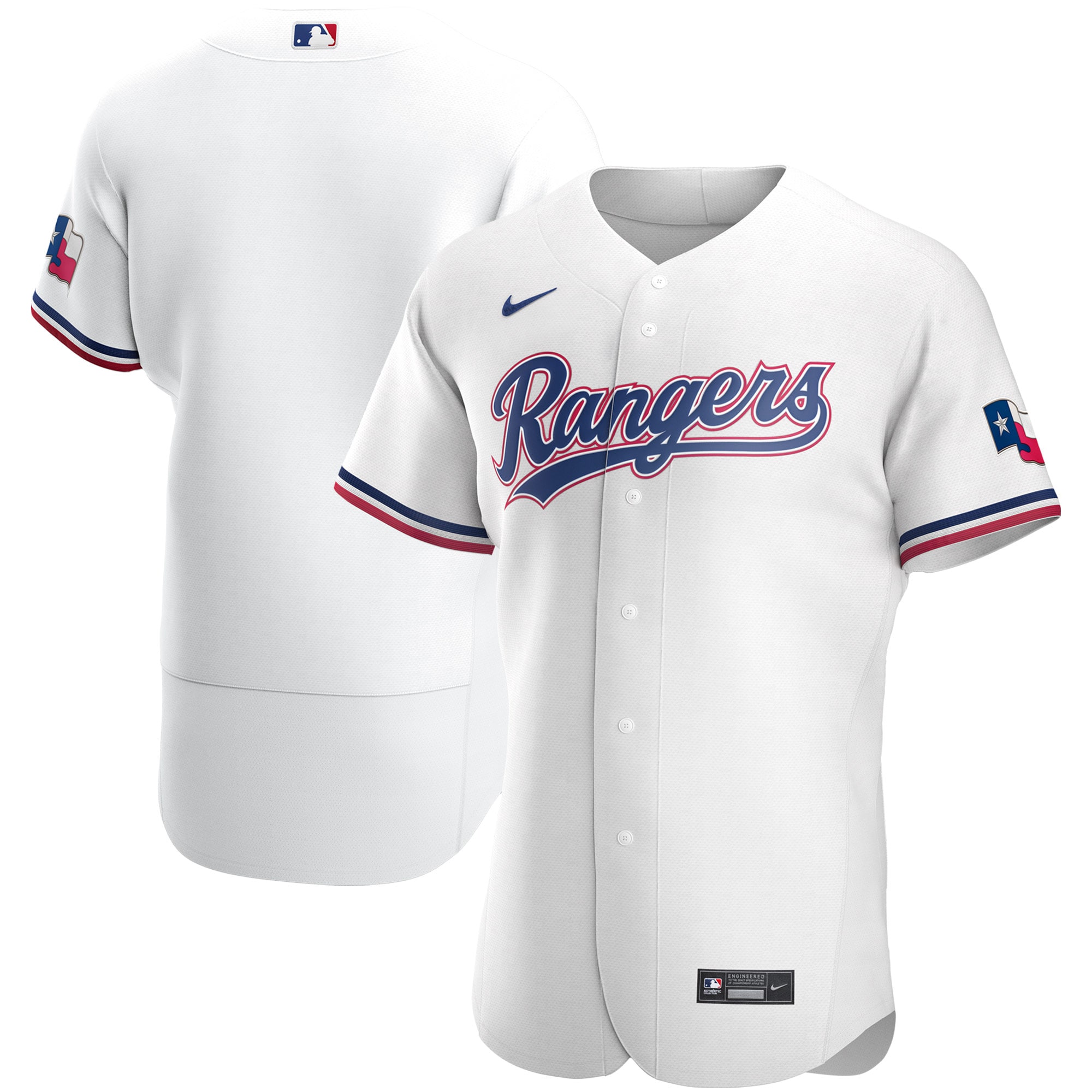 Texas Rangers Home Authentic Team Logo Jersey - White