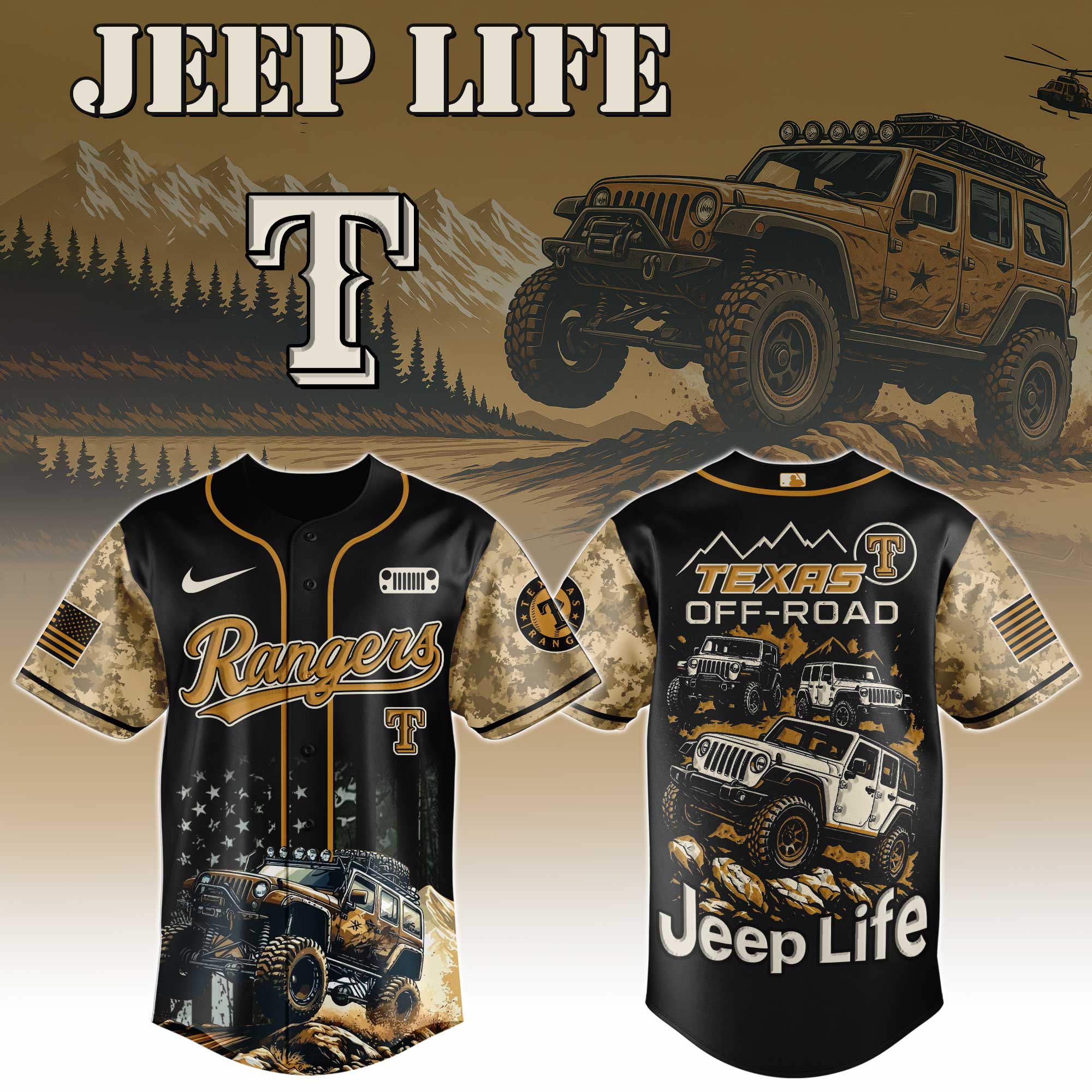 Texas Rangers Mlb X Jeep Life Custom Baseball Jersey