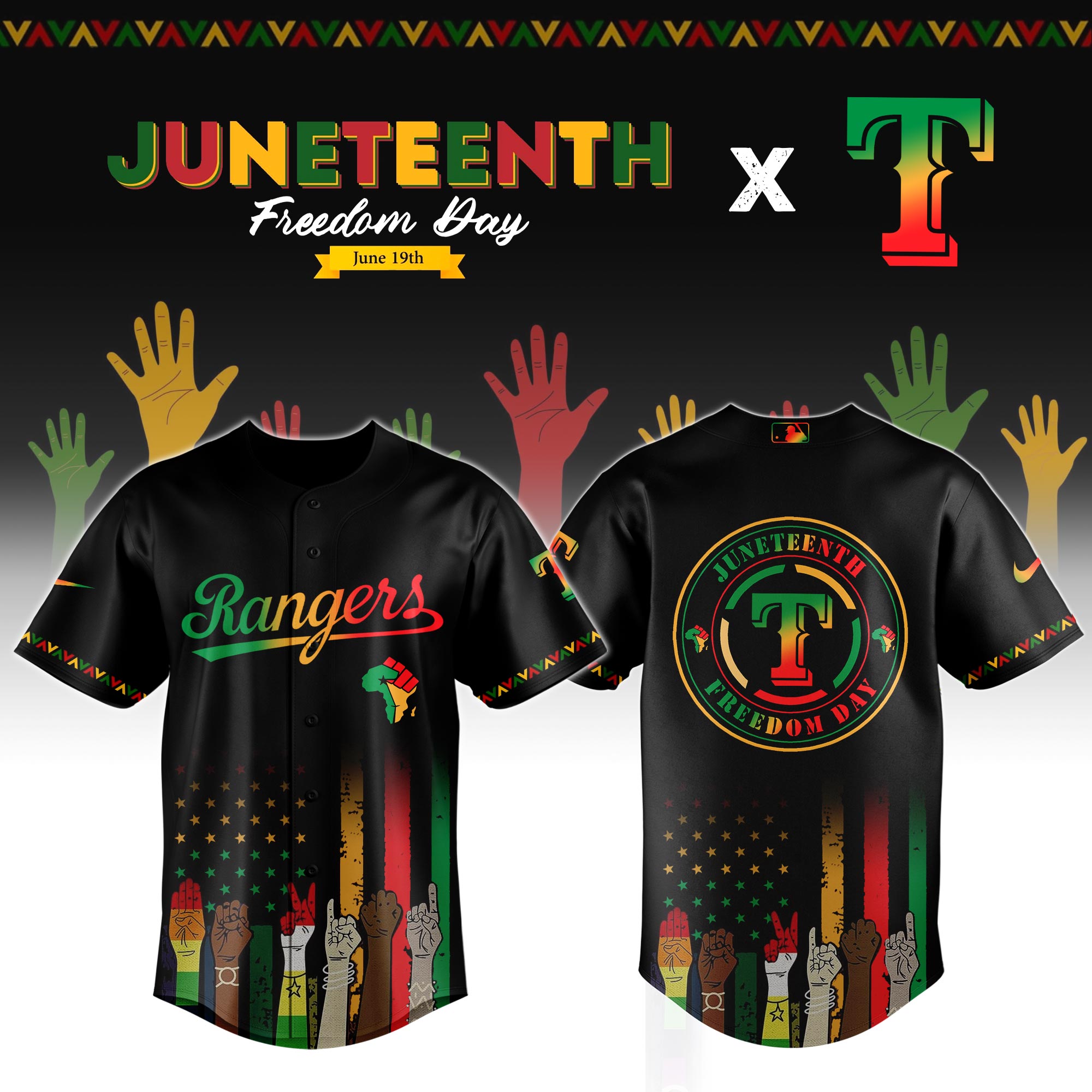 Texas Rangers Mlb X Juneteenth Custom Baseball Jersey 2025