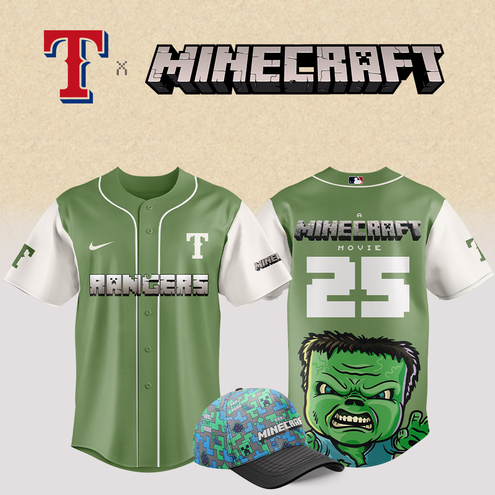 Texas Rangers Mlb X Minecraft Movie Custom Baseball Jersey