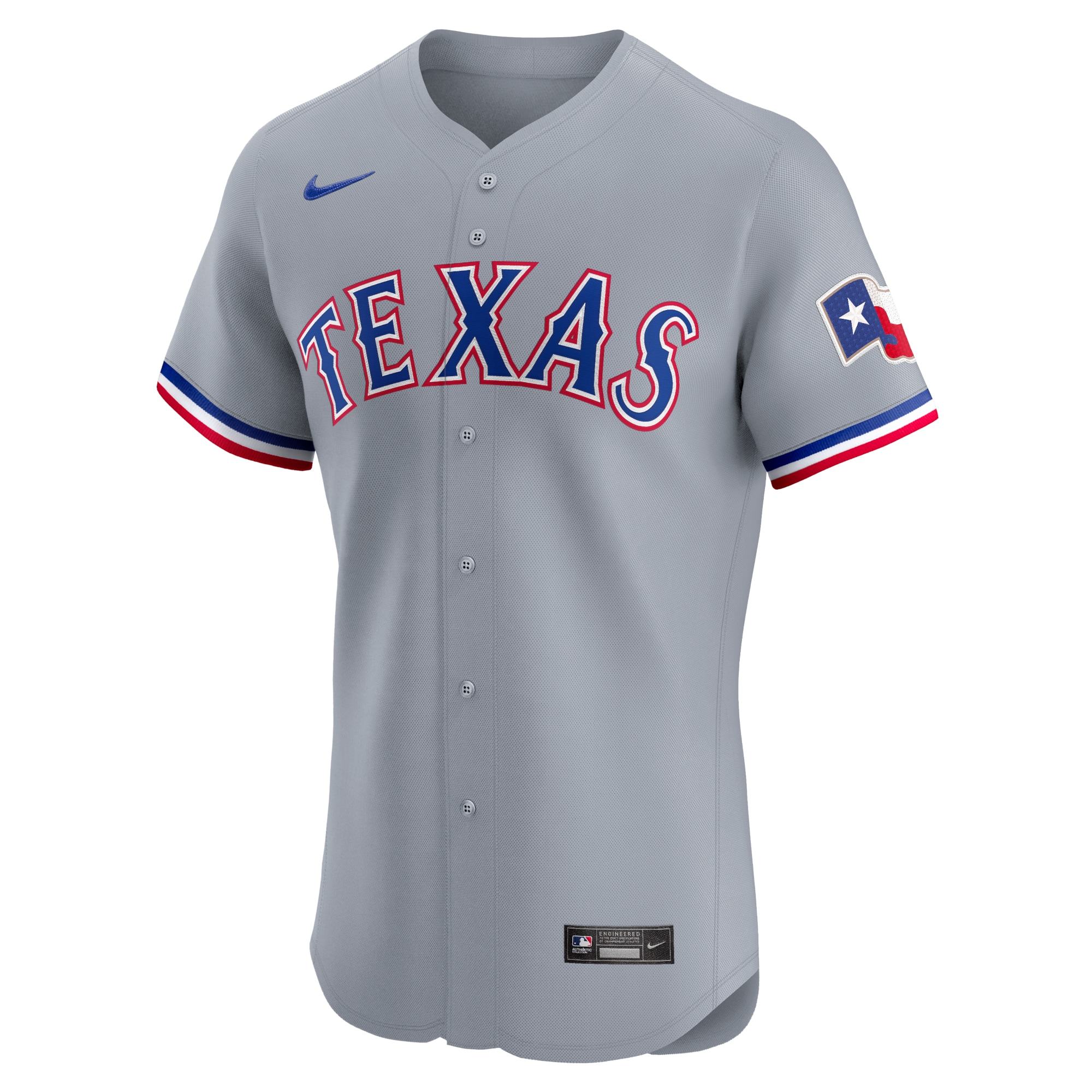 Alternative view of Texas Rangers Road 2024 Jackie Robinson Day Elite Jersey - Gray