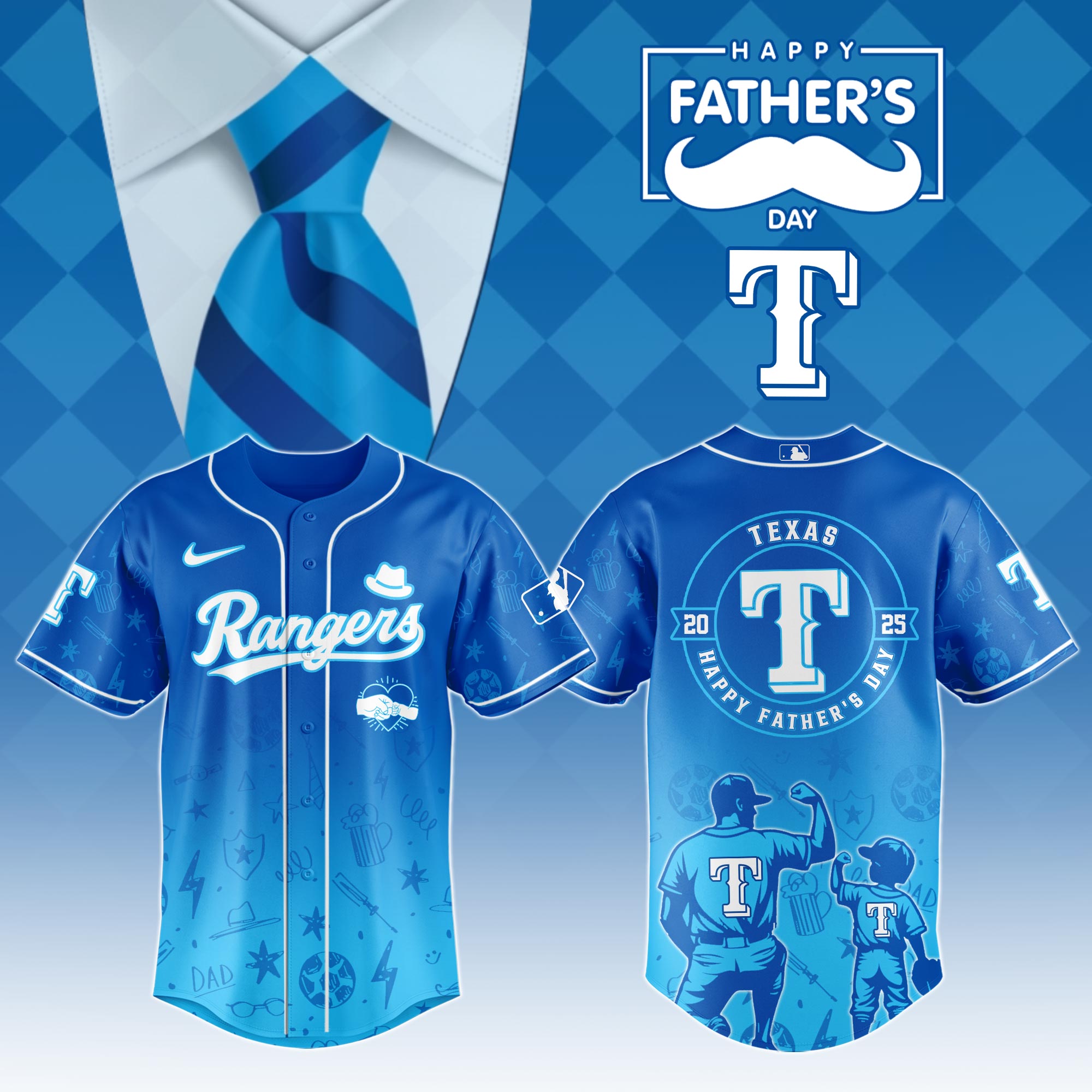 Texas Rangers Special Father’s Day Limited Edition Custom Baseball Jersey
