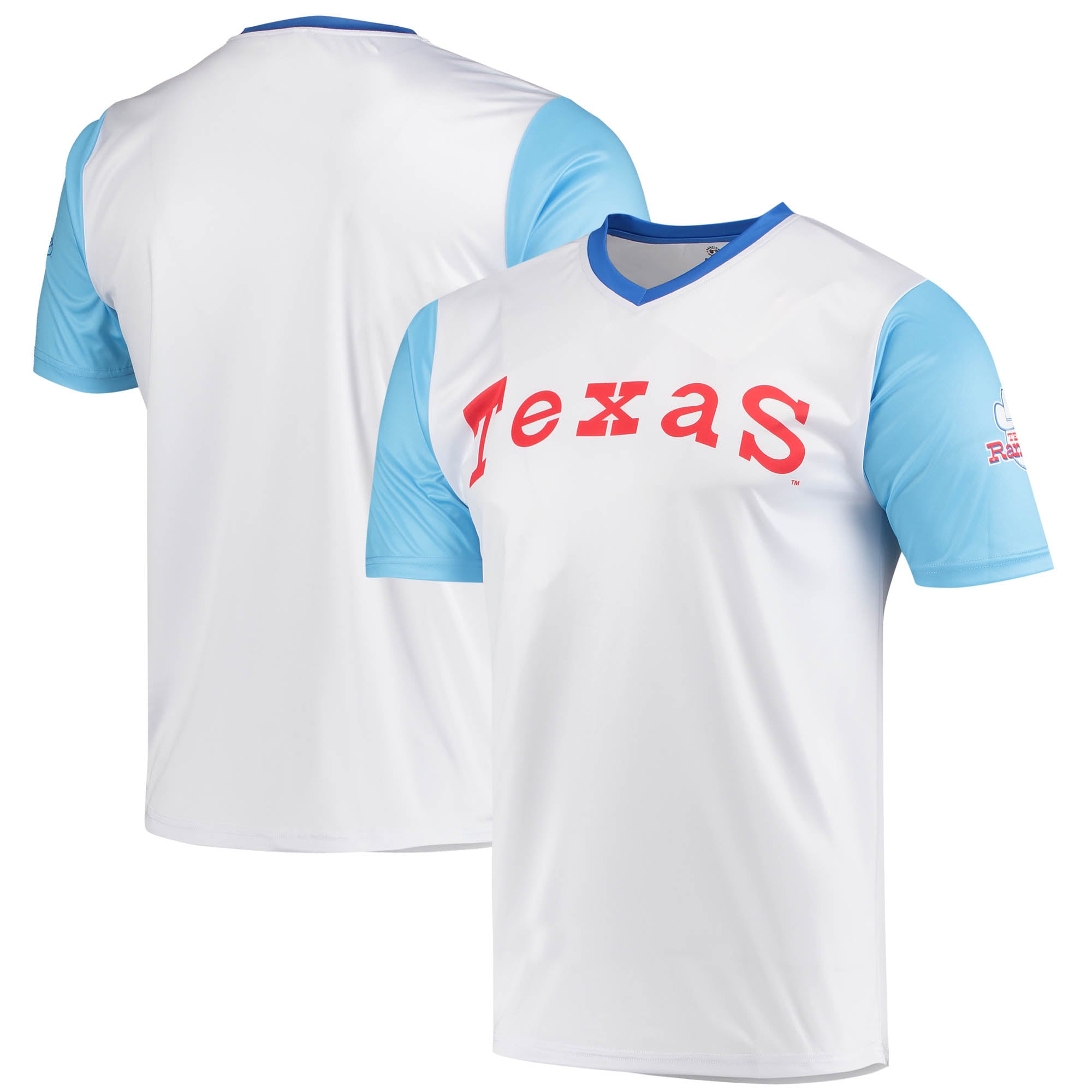 Texas Rangers Stitches Cooperstown Collection Wordmark V-neck Jersey - White