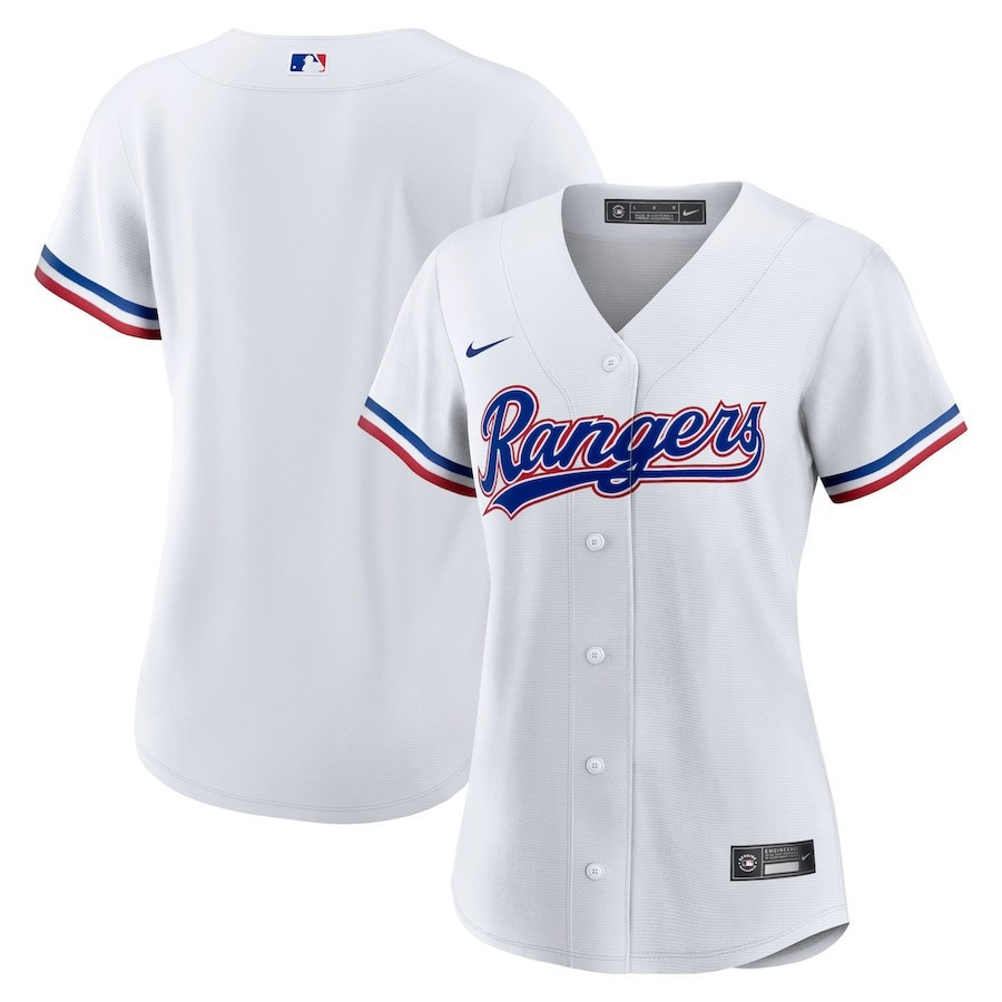 Texas Rangers Women's Home Blank Jersey - White - JS843 
