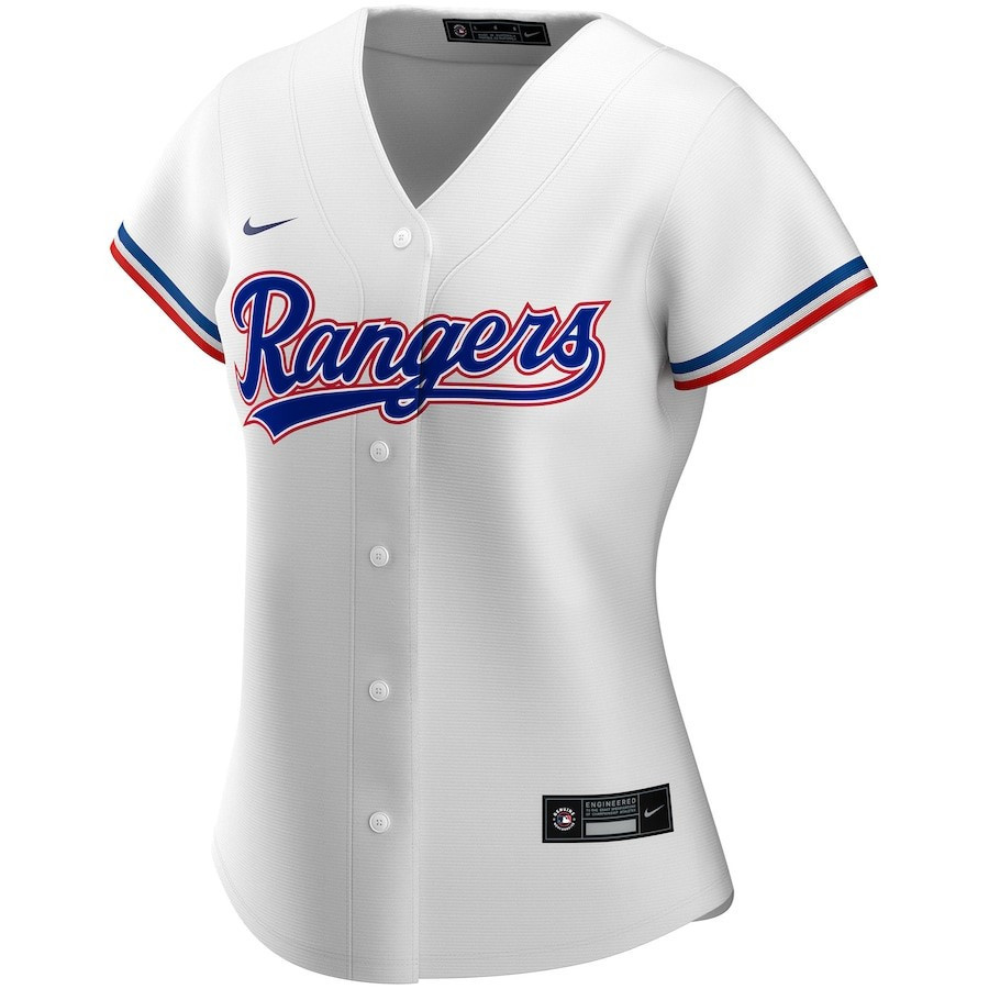 Alternative view of Texas Rangers Women's Home Custom Jersey - White - JS795 
