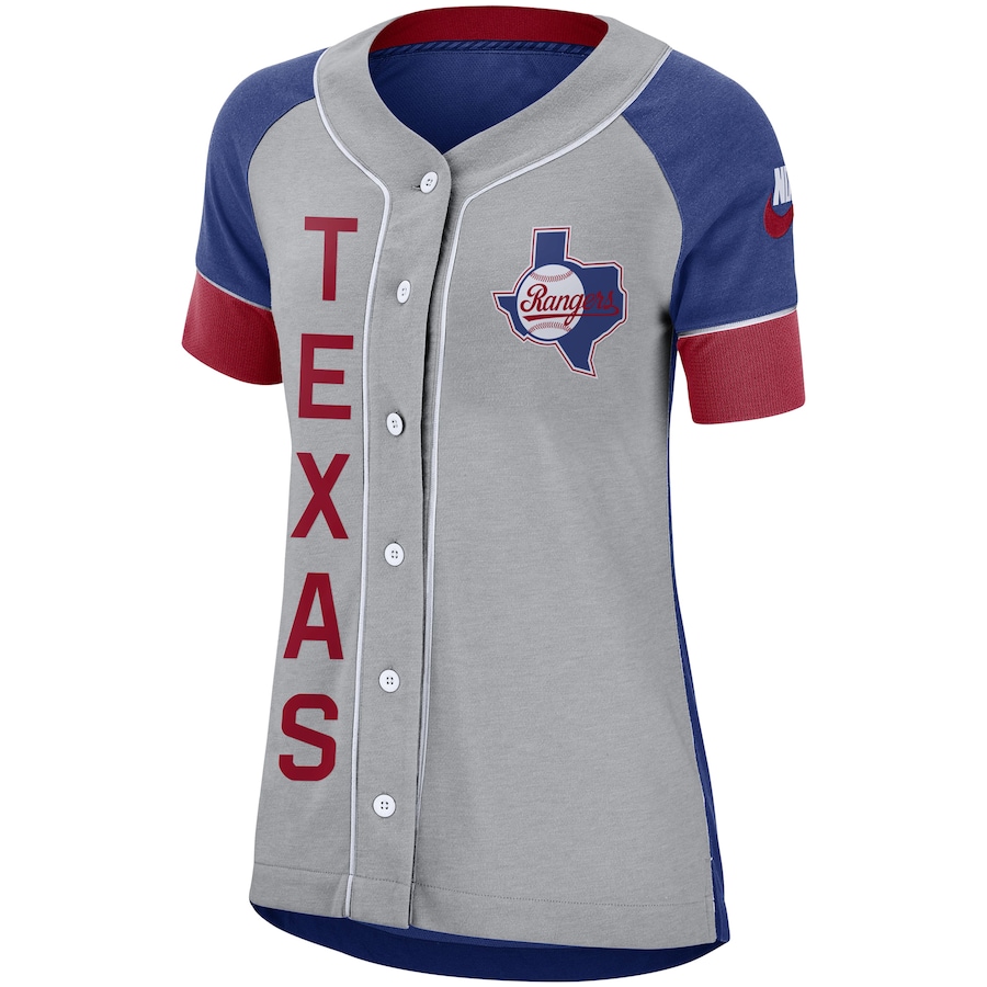 Alternative view of Texas Rangers Women's Walk Off Jersey - Gray Royal