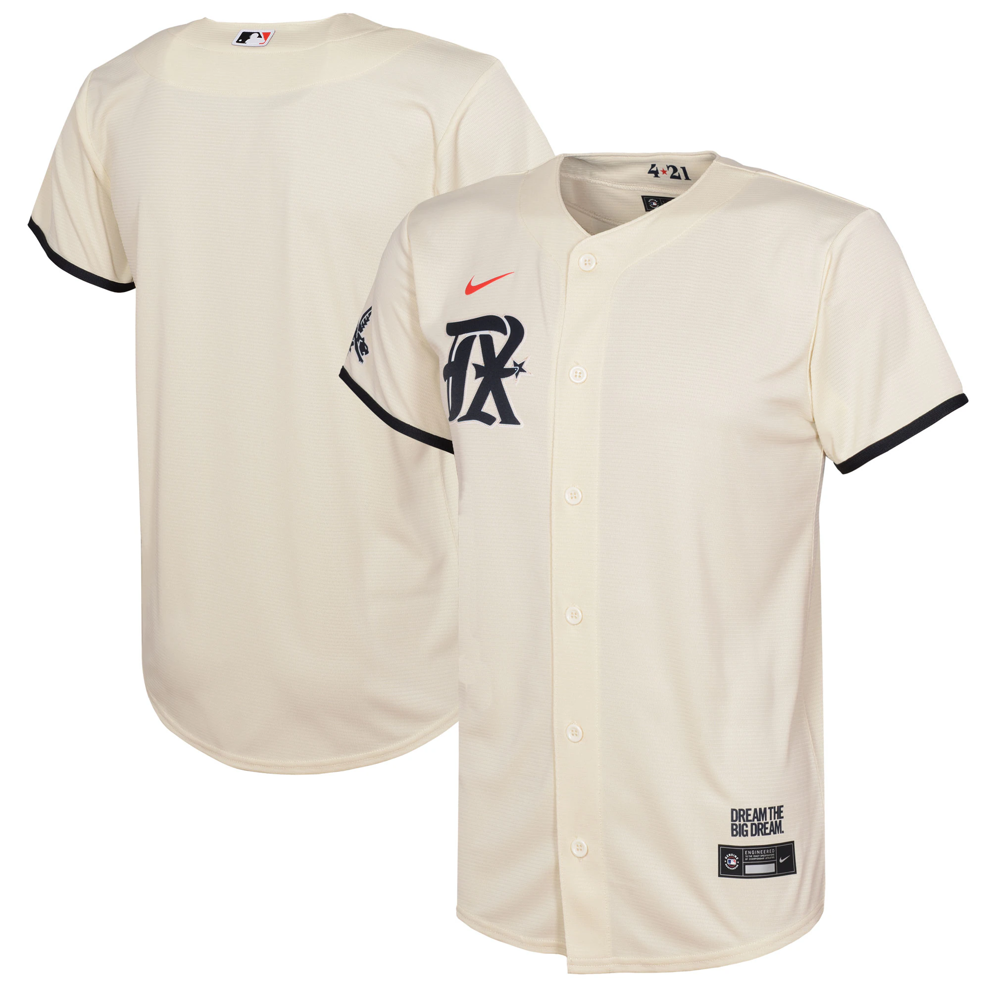 Texas Rangers Youth 2023 City Connect Replica Jersey - Cream