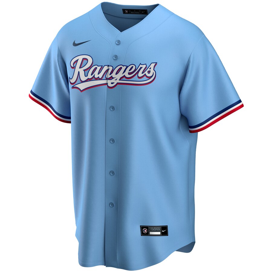 Alternative view of Texas Rangers Youth Alternate 2020 Replica Team Jersey - Light Blue