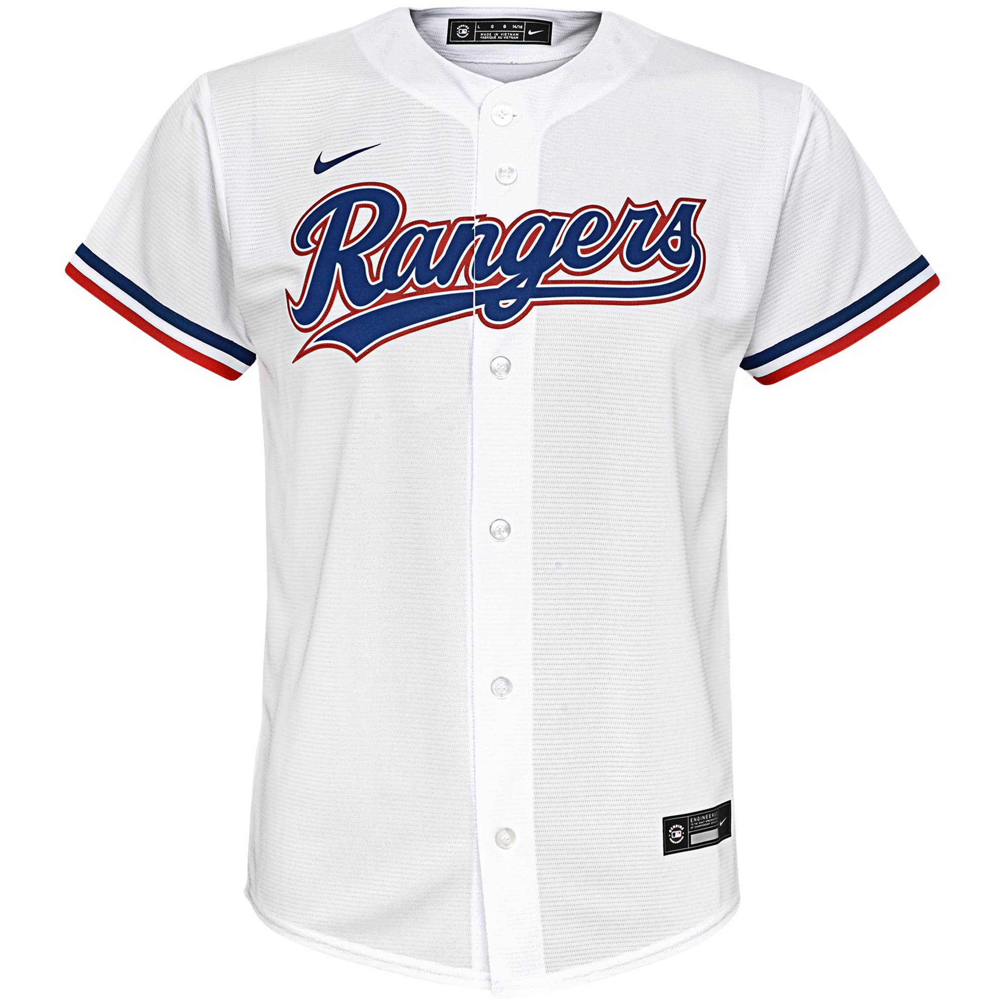 Alternative view of Texas Rangers Youth Home Replica Team Jersey - White