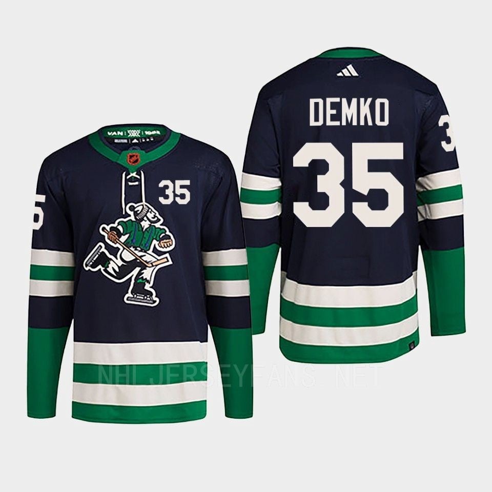 Thatcher Demko 35 Reverse Retro 2.0 2022 Vancouver Canucks Navy Jersey Primegreen - JS146 