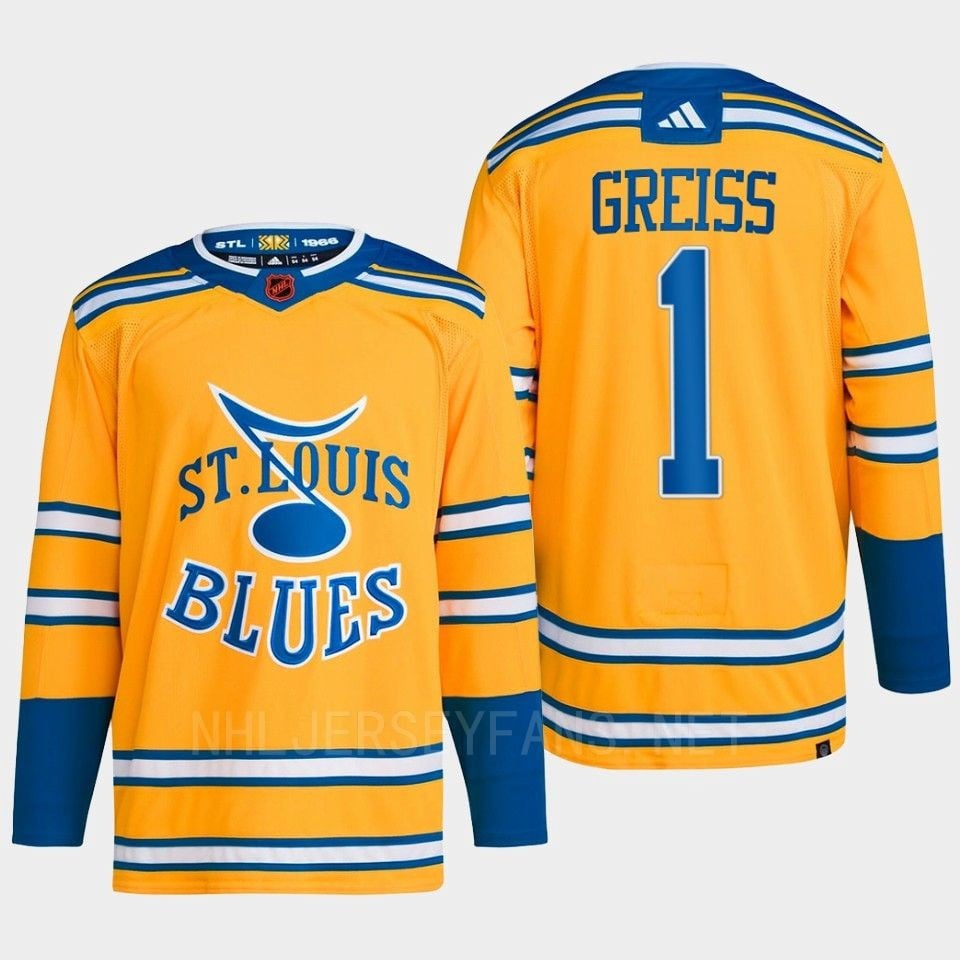 Thomas Greiss 1 Reverse Retro 2.0 2022 St. Louis Blues Yellow Jersey Primegreen - JS230 