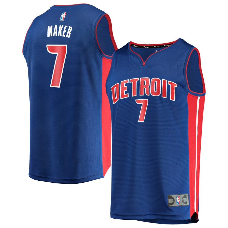 Thon Maker Detroit Pistons Fanatics Branded Youth Fast Break Replica Jersey Blue - Icon Edition