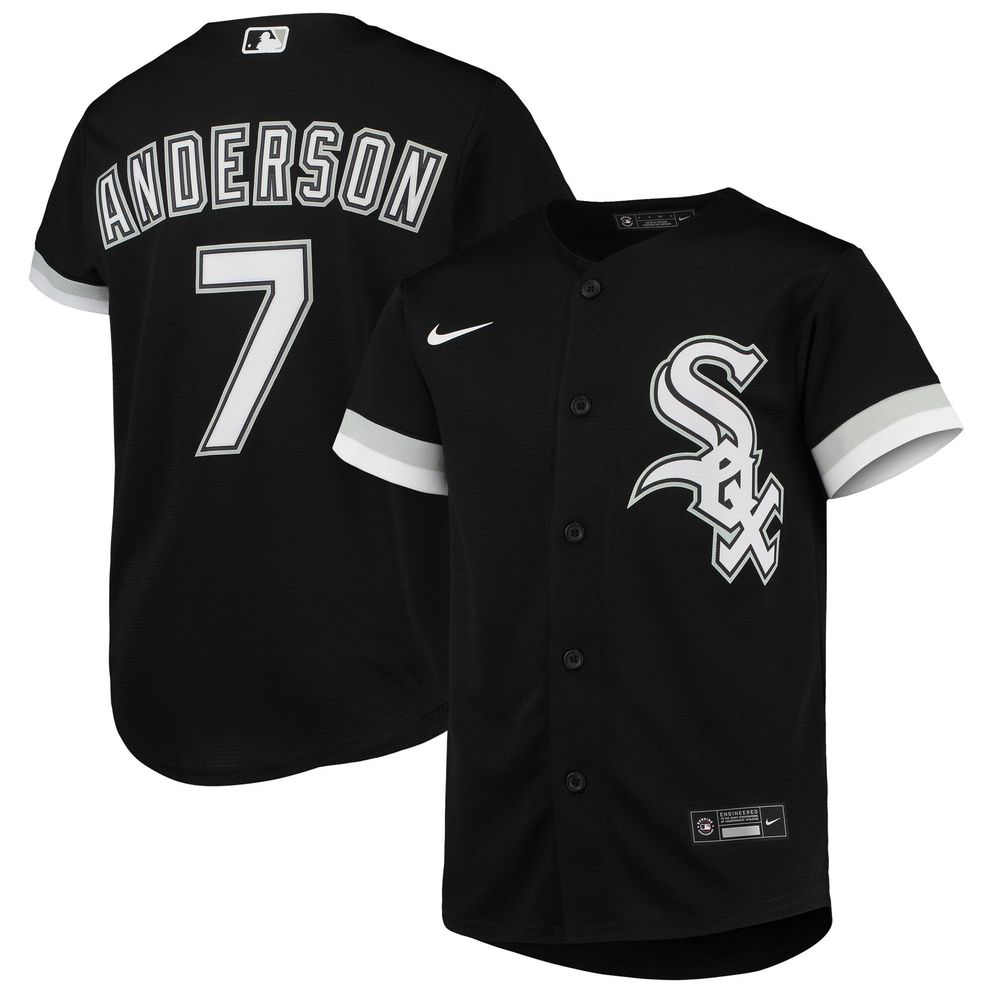 Alternative view of Tim Anderson Chicago White Sox Youth Alternate Replica Player Jersey – Black