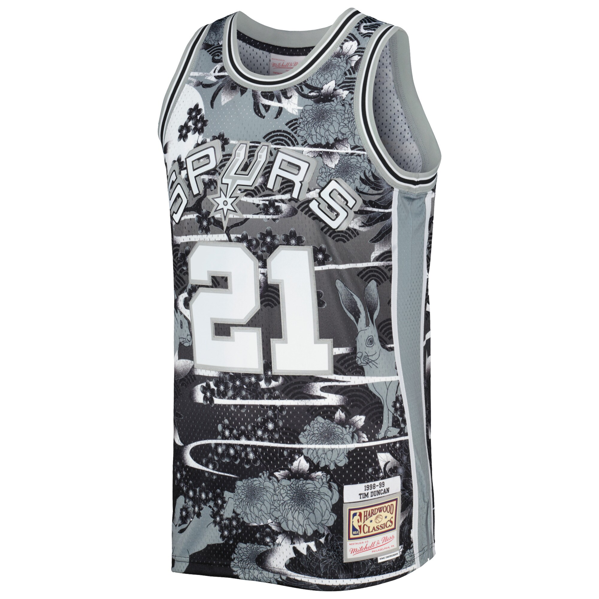 Alternative view of Tim Duncan San Antonio Spurs Mitchell & Ness 1998/99 Hardwood Classics Lunar New Year Swingman Jersey - Silver