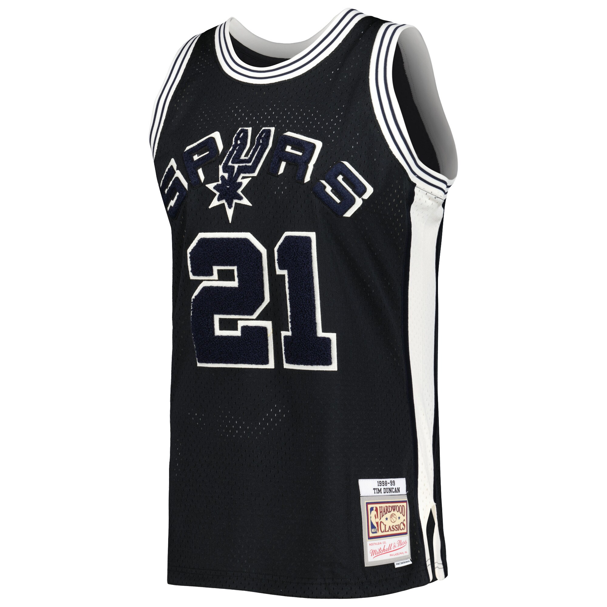 Alternative view of Tim Duncan San Antonio Spurs Mitchell & Ness 1998/99 Hardwood Classics Off-court Swingman Jersey - Black