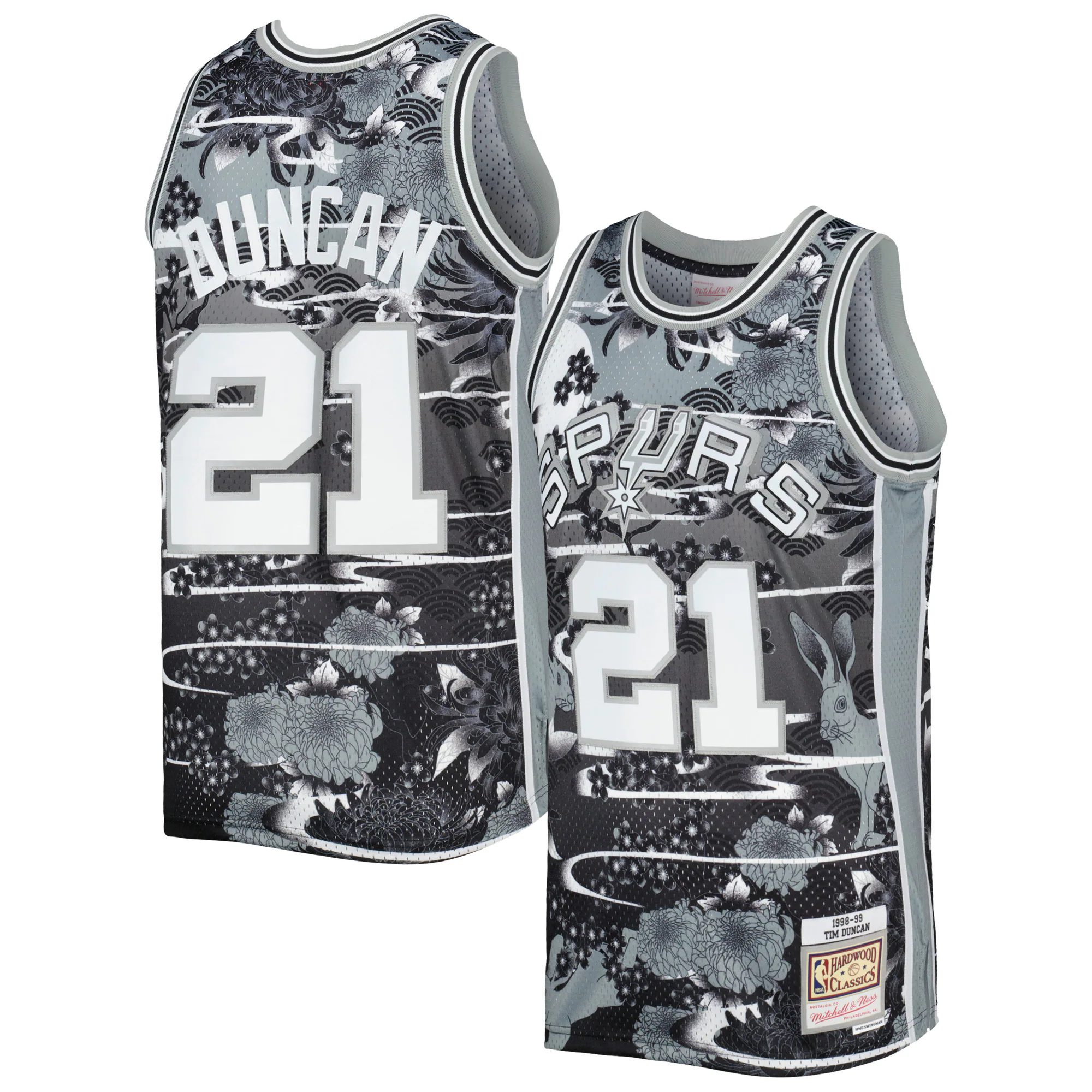 Tim Duncan San Antonio Spurs Mitchell & Ness Hardwood Classics Lunar New Year Swingman Jersey - Silver