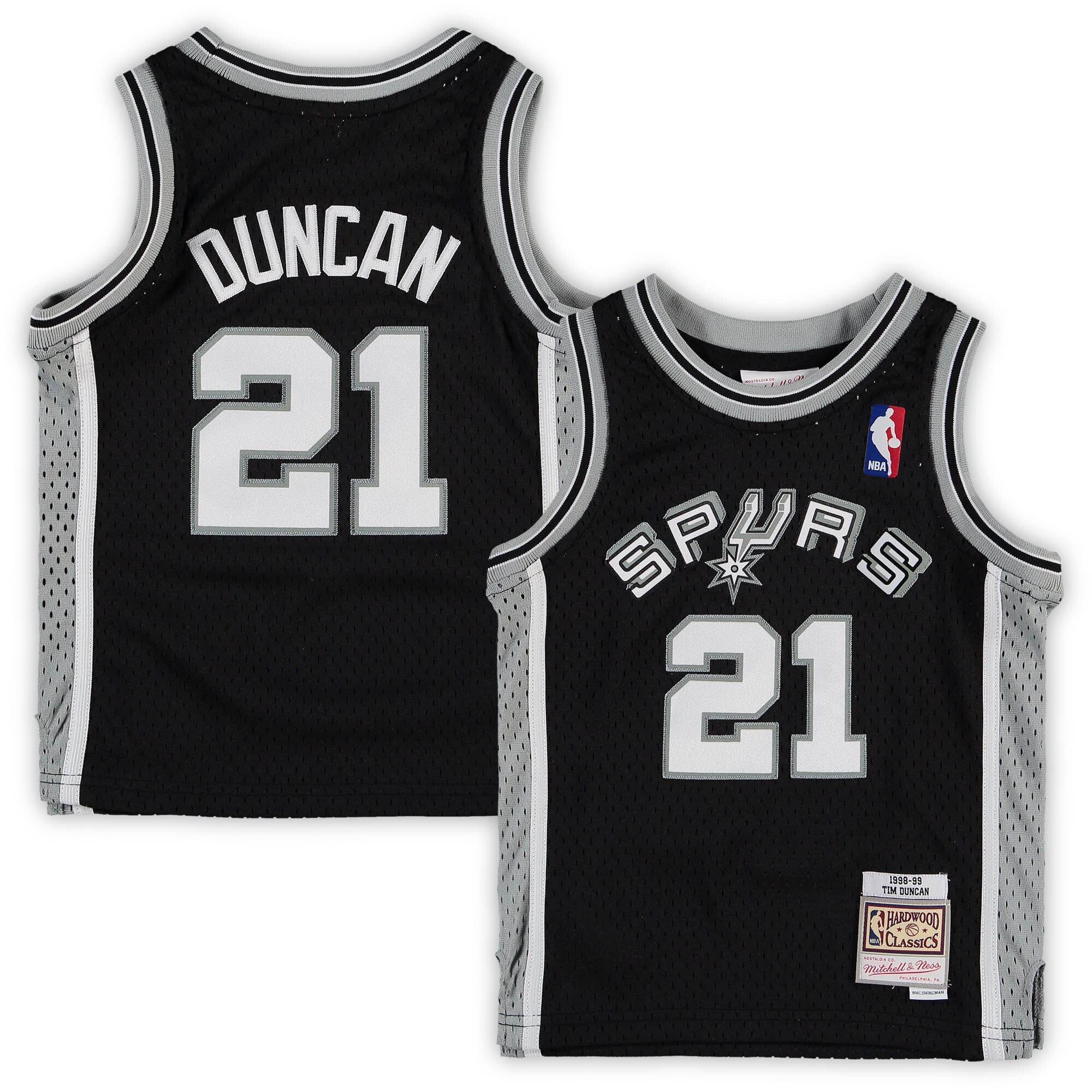 Alternative view of Tim Duncan San Antonio Spurs Mitchell & Ness Preschool 1998/99 Hardwood Classics Throwback Team Jersey - Black