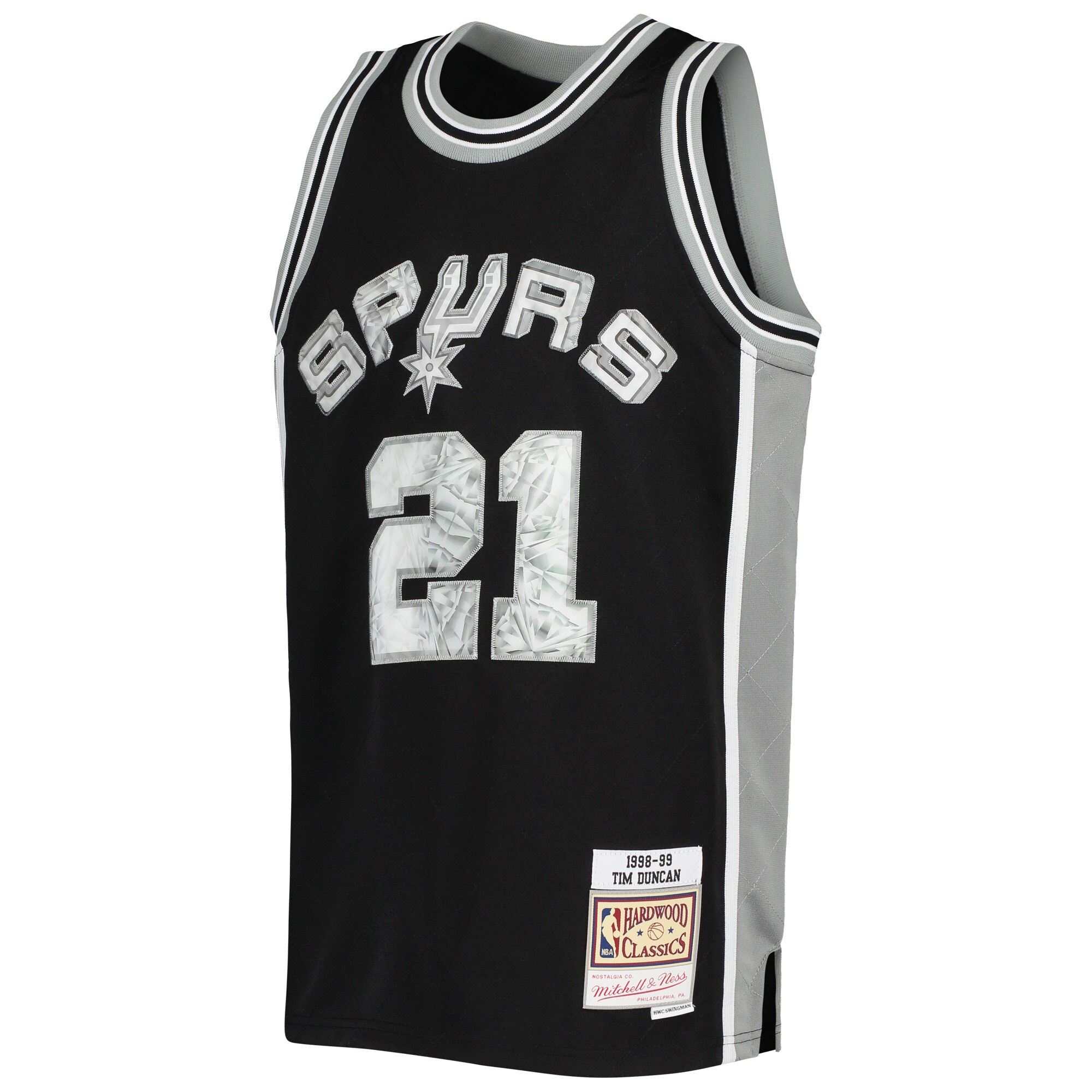 Alternative view of Tim Duncan San Antonio Spurs Mitchell & Ness Youth 1998/99 Hardwood Classics 75th Anniversary Diamond Jersey