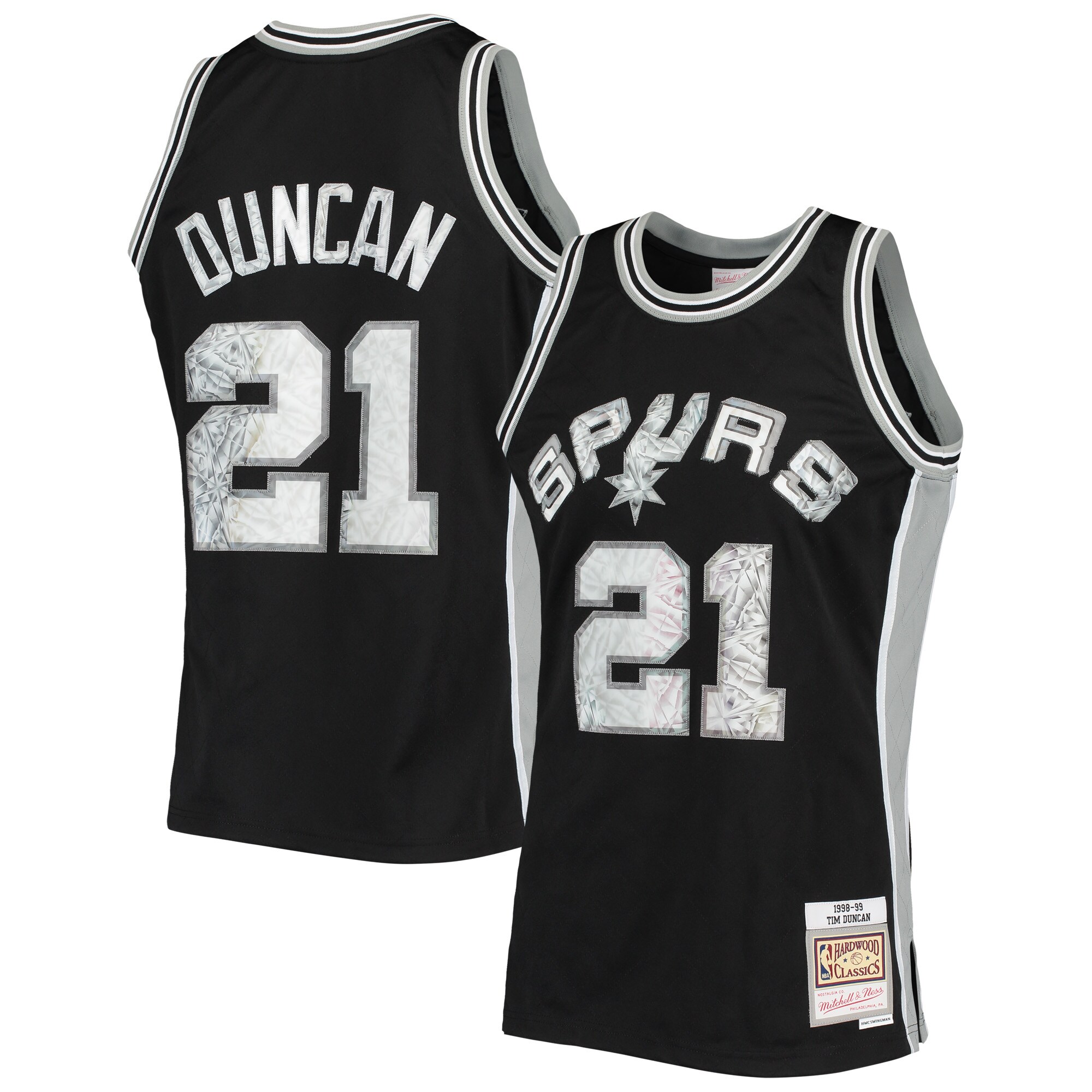 Tim Duncan San Antonio Spurs Mitchell & Ness 1998/99 Hardwood Classics Nba 75th Anniversary Diamond Swingman Jersey - Black