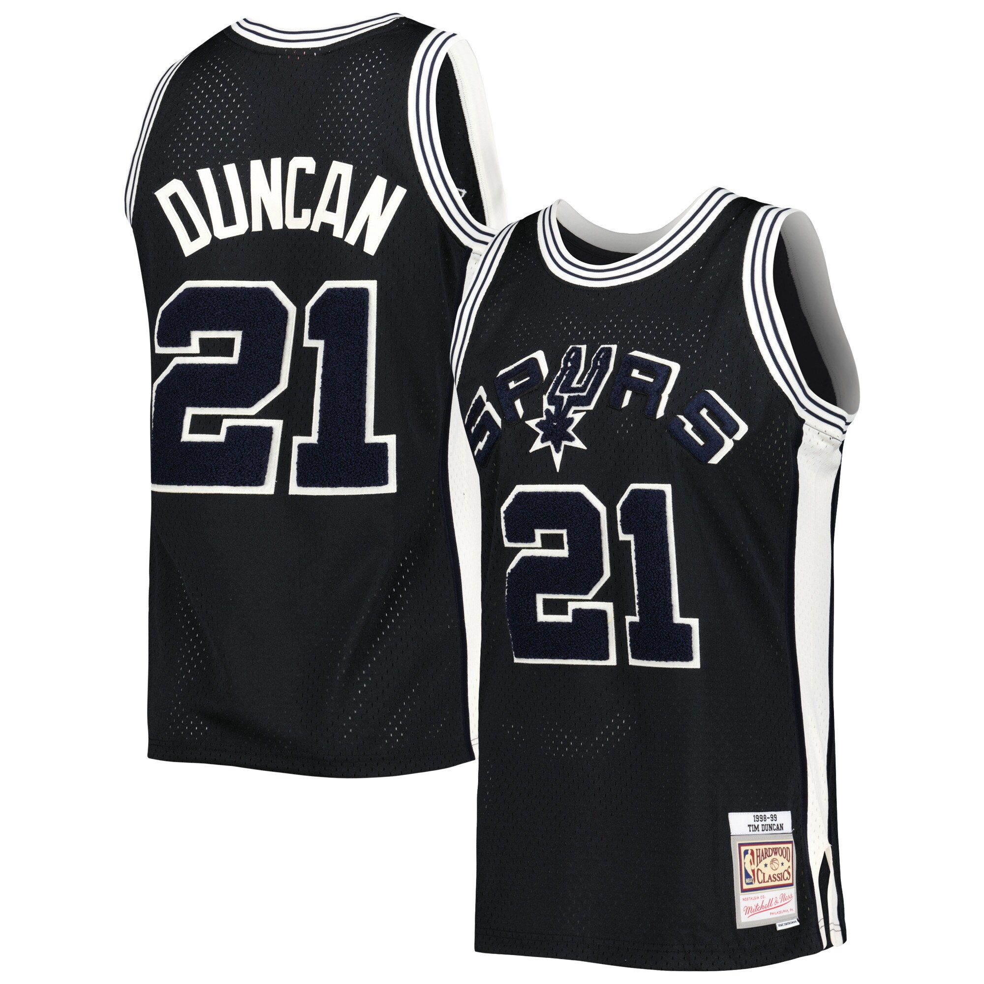 Tim Duncan San Antonio Spurs Mitchell & Ness 1998/99 Hardwood Classics Off-court Swingman Jersey - Black