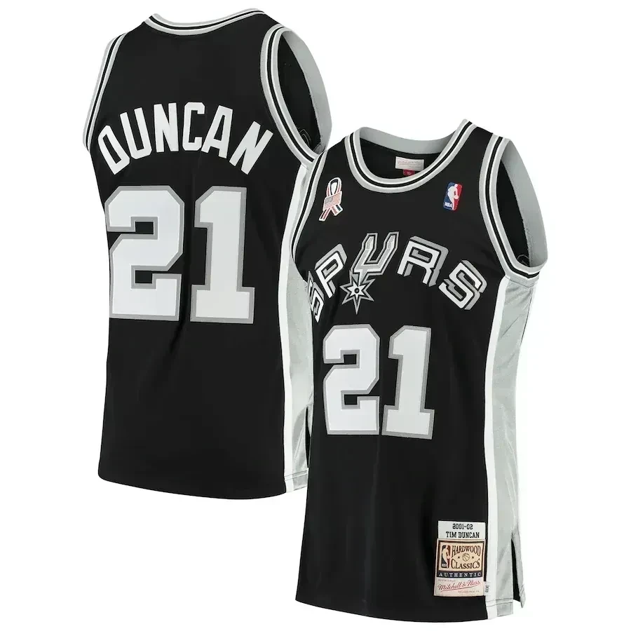 Tim Duncan San Antonio Spurs Mitchell & Ness 2001/02 Hardwood Classics Jersey - Black - JS420 