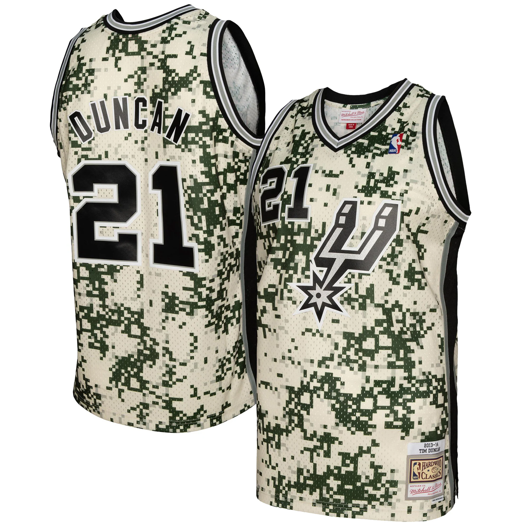 Alternative view of Tim Duncan San Antonio Spurs Mitchell & Ness 2013/14 Swingman Jersey - Camo