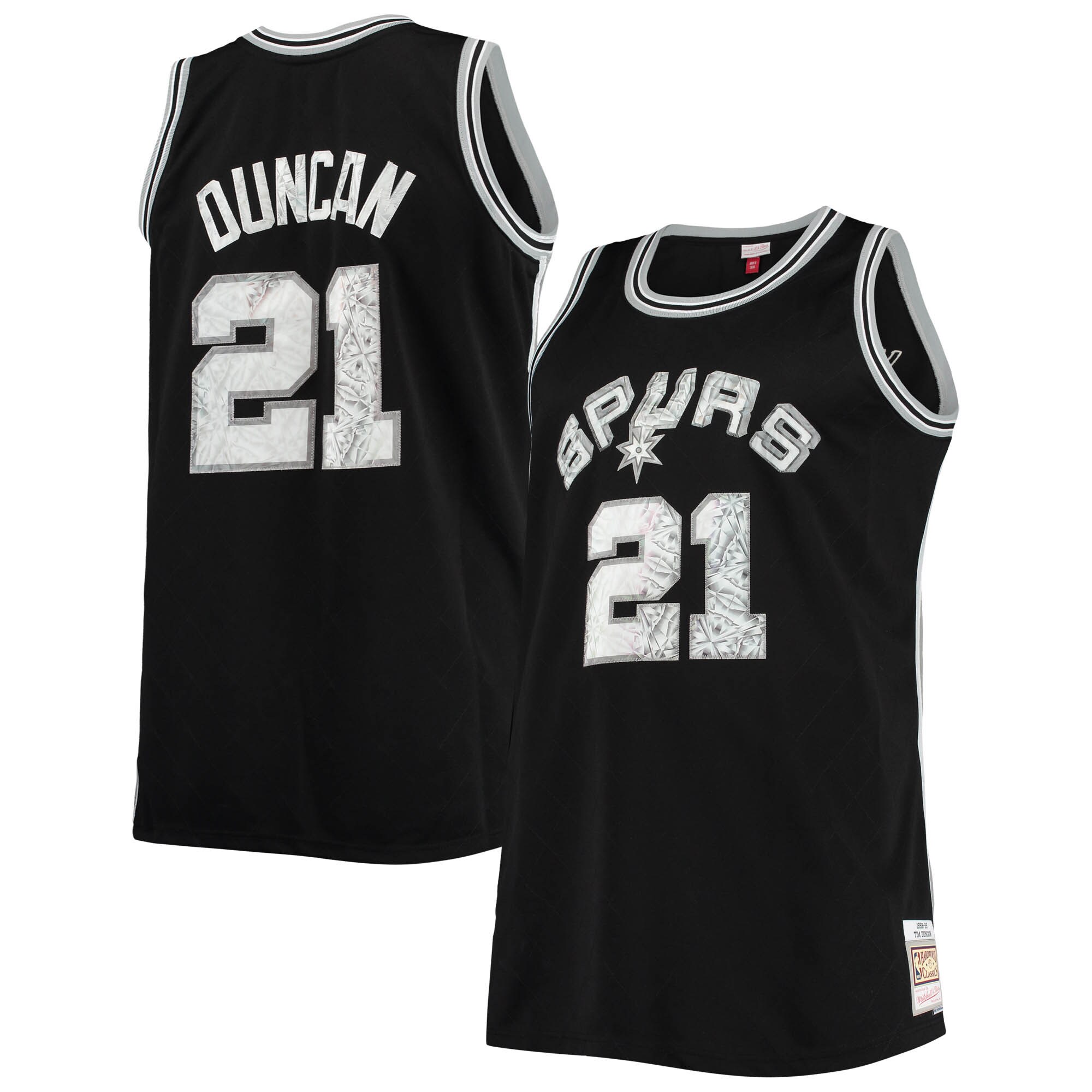 Alternative view of Tim Duncan San Antonio Spurs Mitchell & Ness Big & Tall 1998-99 Nba 75th Anniversary Diamond Swingman Jersey - Black