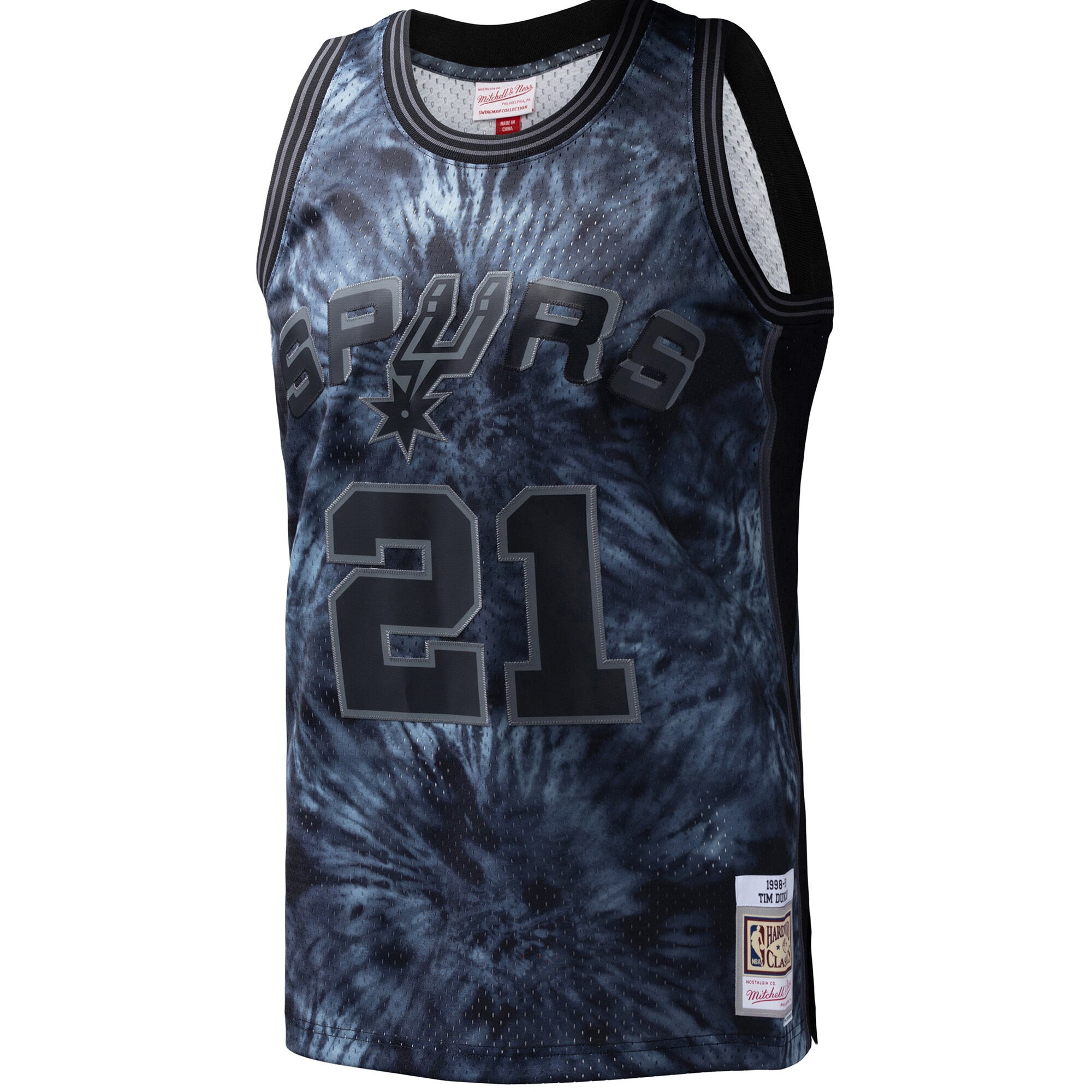 Alternative view of Tim Duncan San Antonio Spurs Mitchell & Ness Hardwood Classics 1998/99 Tie-dye Swingman Jersey - Black