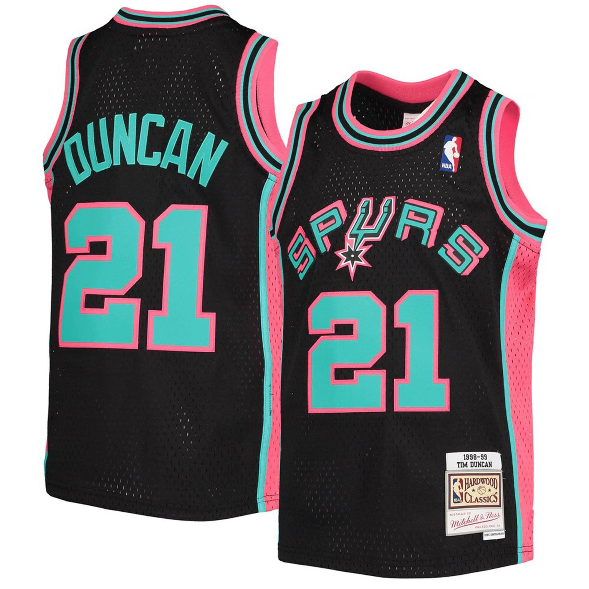 Alternative view of Tim Duncan San Antonio Spurs Mitchell & Ness Youth 1998-99 Hardwood Classics Reload Jersey – Black - JS216 