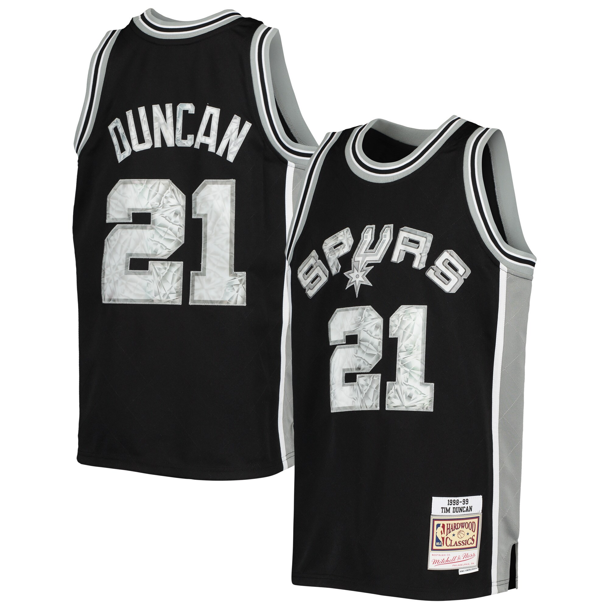 Alternative view of Tim Duncan San Antonio Spurs Mitchell & Ness Youth Hardwood Classics 75th Anniversary Diamond Jersey