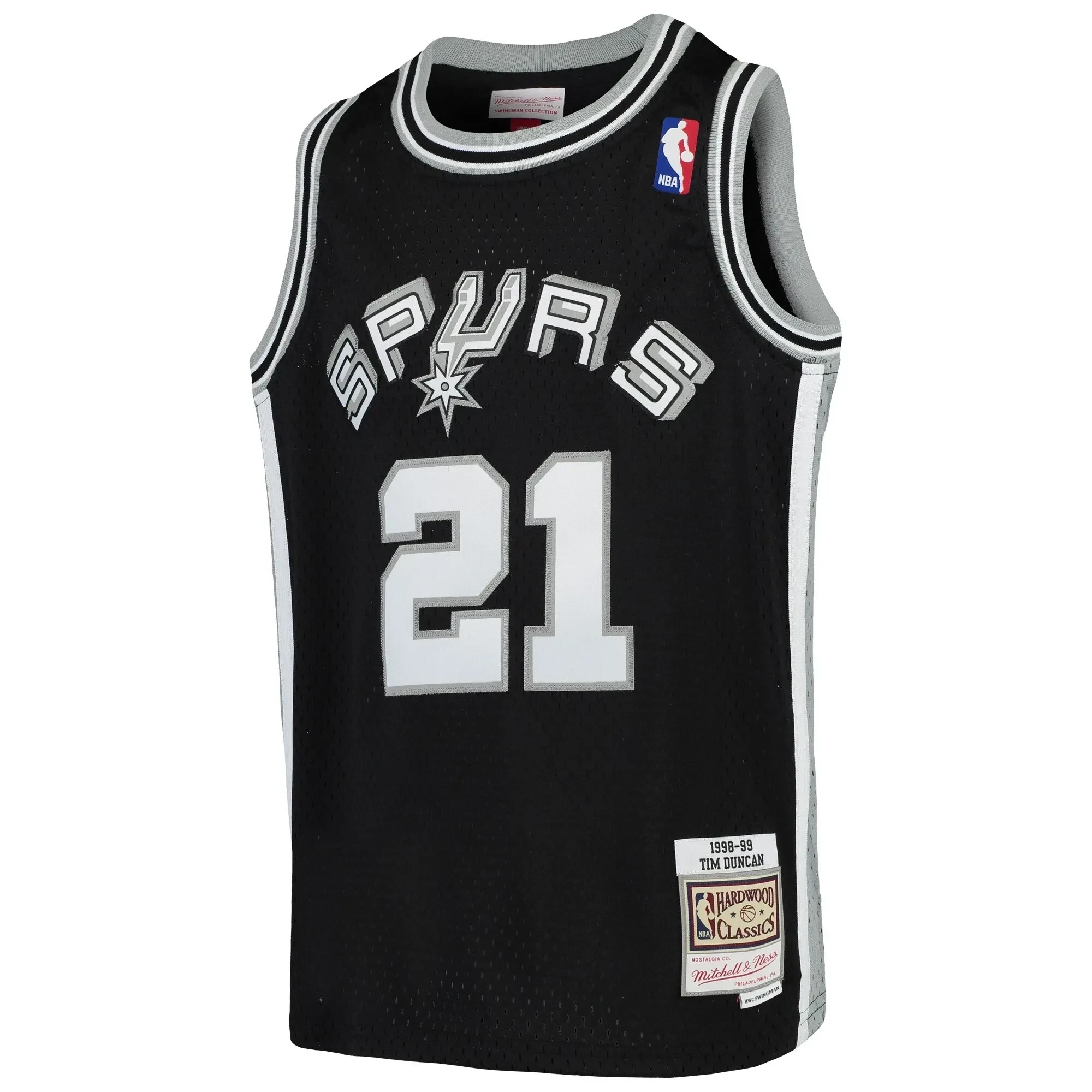 Alternative view of Tim Duncan San Antonio Spurs Mitchell & Ness Youth Swingman Throwback Jersey - Black - JS870 