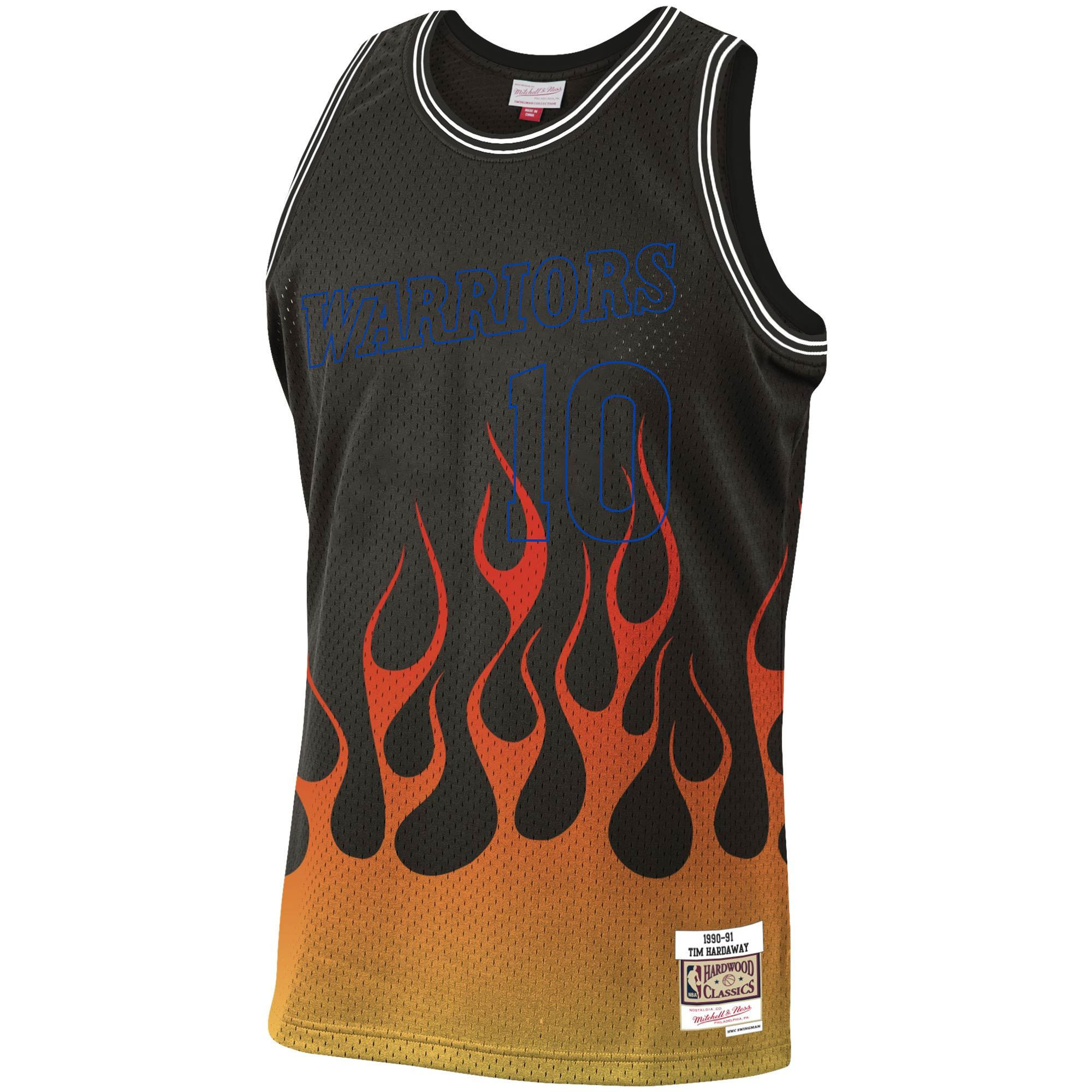 Alternative view of Tim Hardaway Golden State Warriors Mitchell & Ness 1990-91 Hardwood Classics Flames Swingman Jersey – Black - JS670 