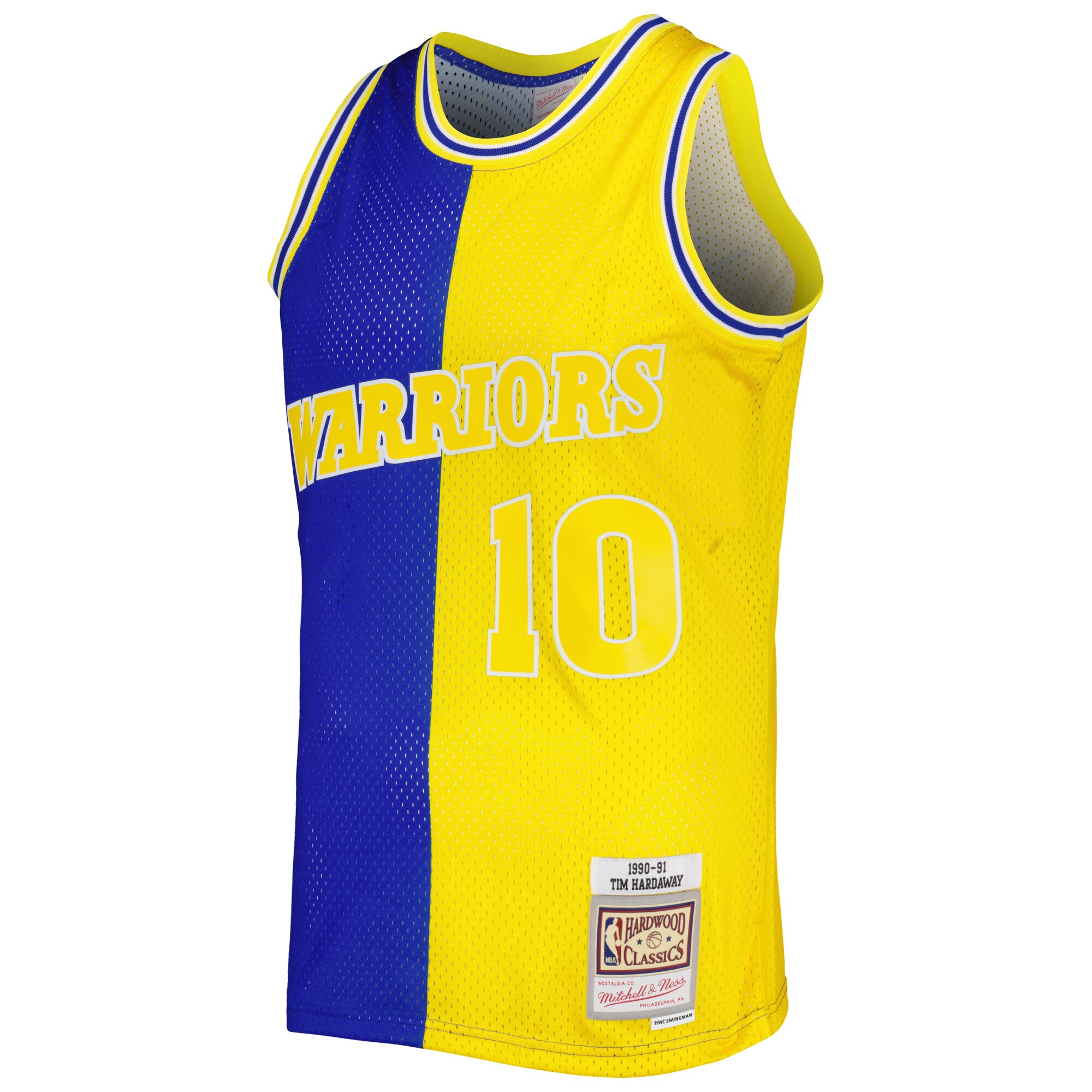 Alternative view of Tim Hardaway Golden State Warriors Mitchell & Ness Hardwood Classics 1990/91 Split Swingman Jersey - Royal/gold