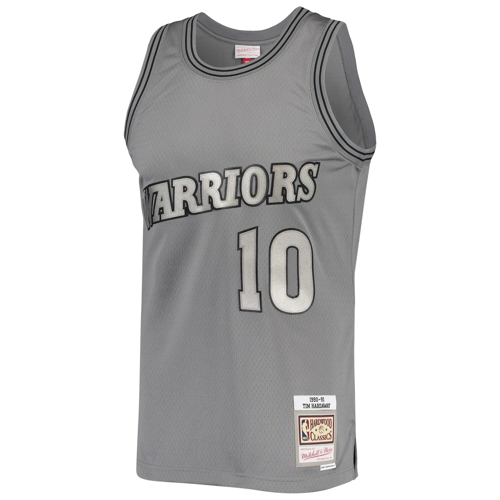 Alternative view of Tim Hardaway Golden State Warriors Mitchell & Ness Hardwood Classics Retired Player 1990/91 Metal Works Swingman Jersey – Charcoal - JS640 