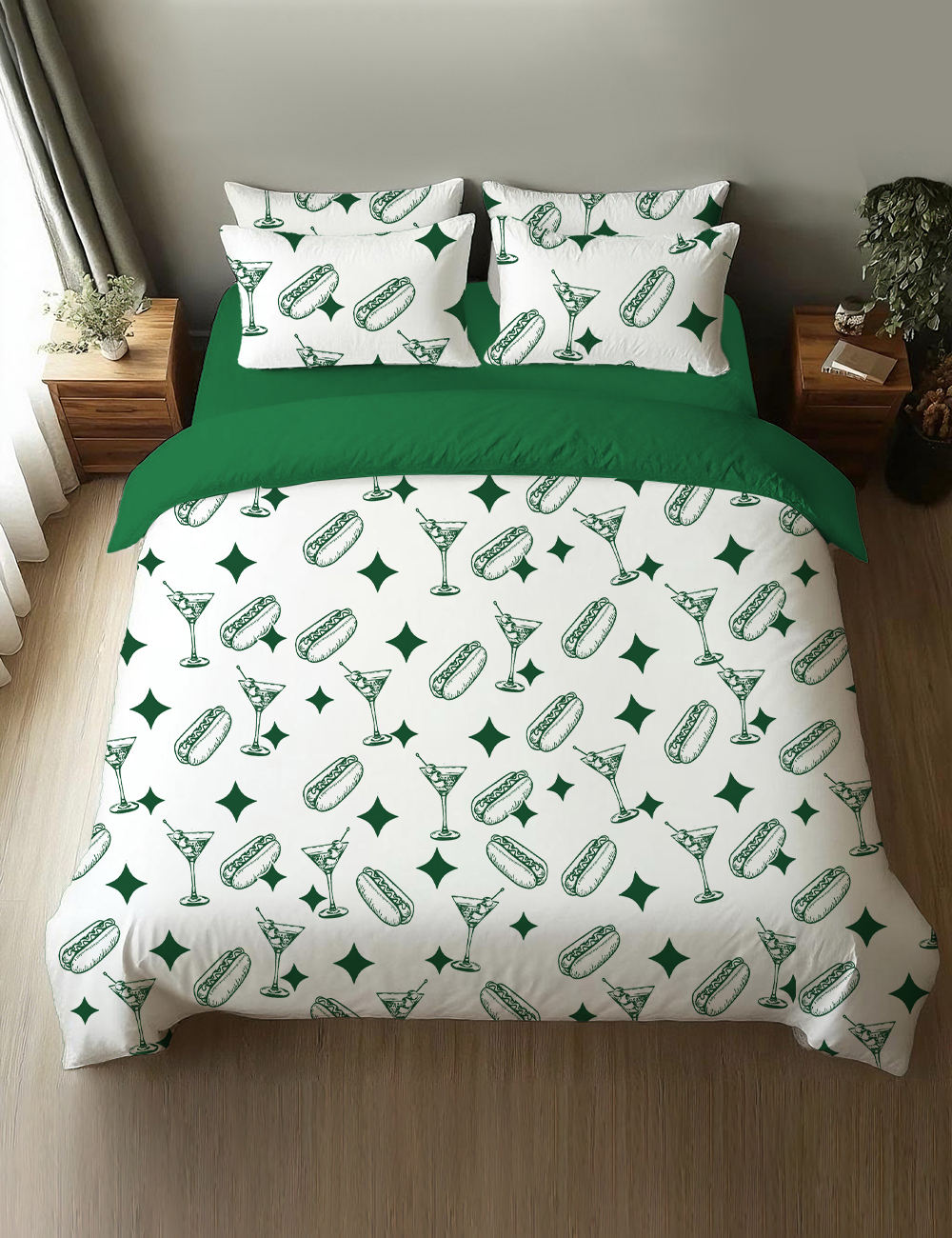 Tinis And Weenies Dirty Martini Party Four-Piece Bedding Set