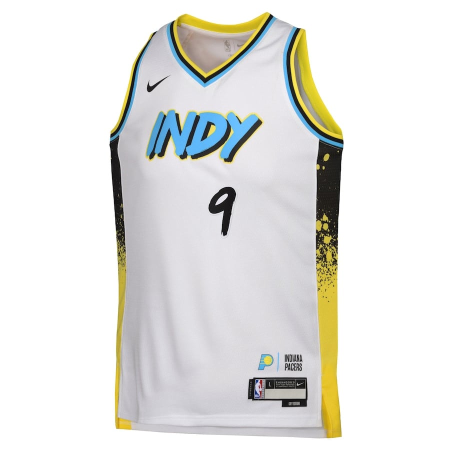 Alternative view of T.J. McConnell 9 Indiana Pacers 2024/25 Swingman Player YOUTH Jersey - City Edition - White - JS400 