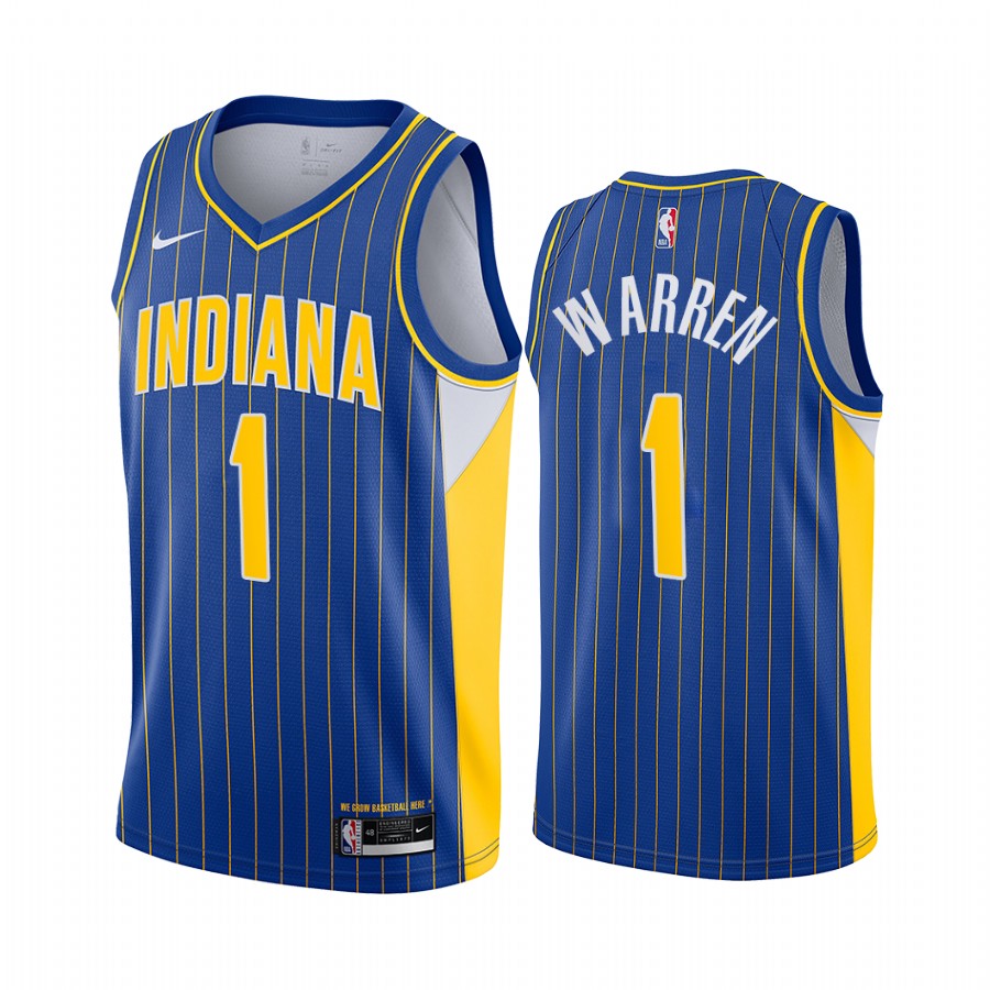 T.j. Warren Indiana Pacers 2020-21 Blue City Edition Jersey New Uniform