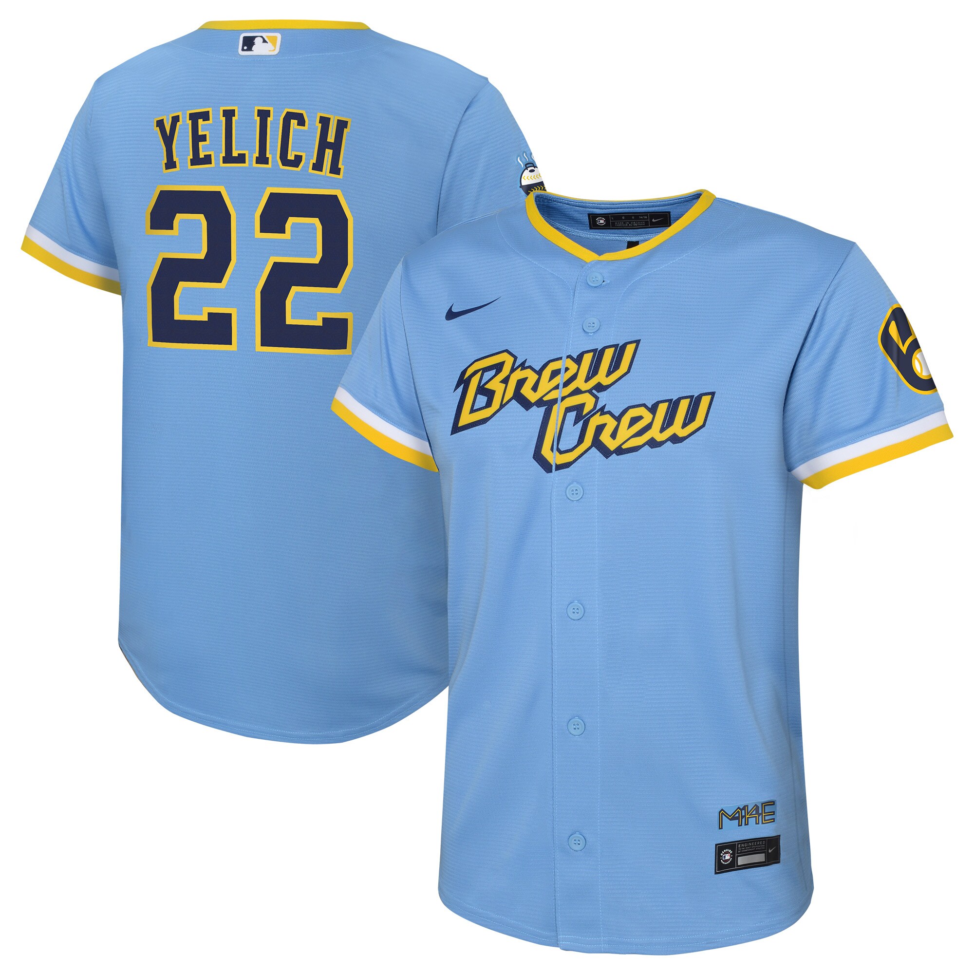 Toddler Milwaukee Brewers Christian Yelich Powder Blue City Connect Player Jersey 