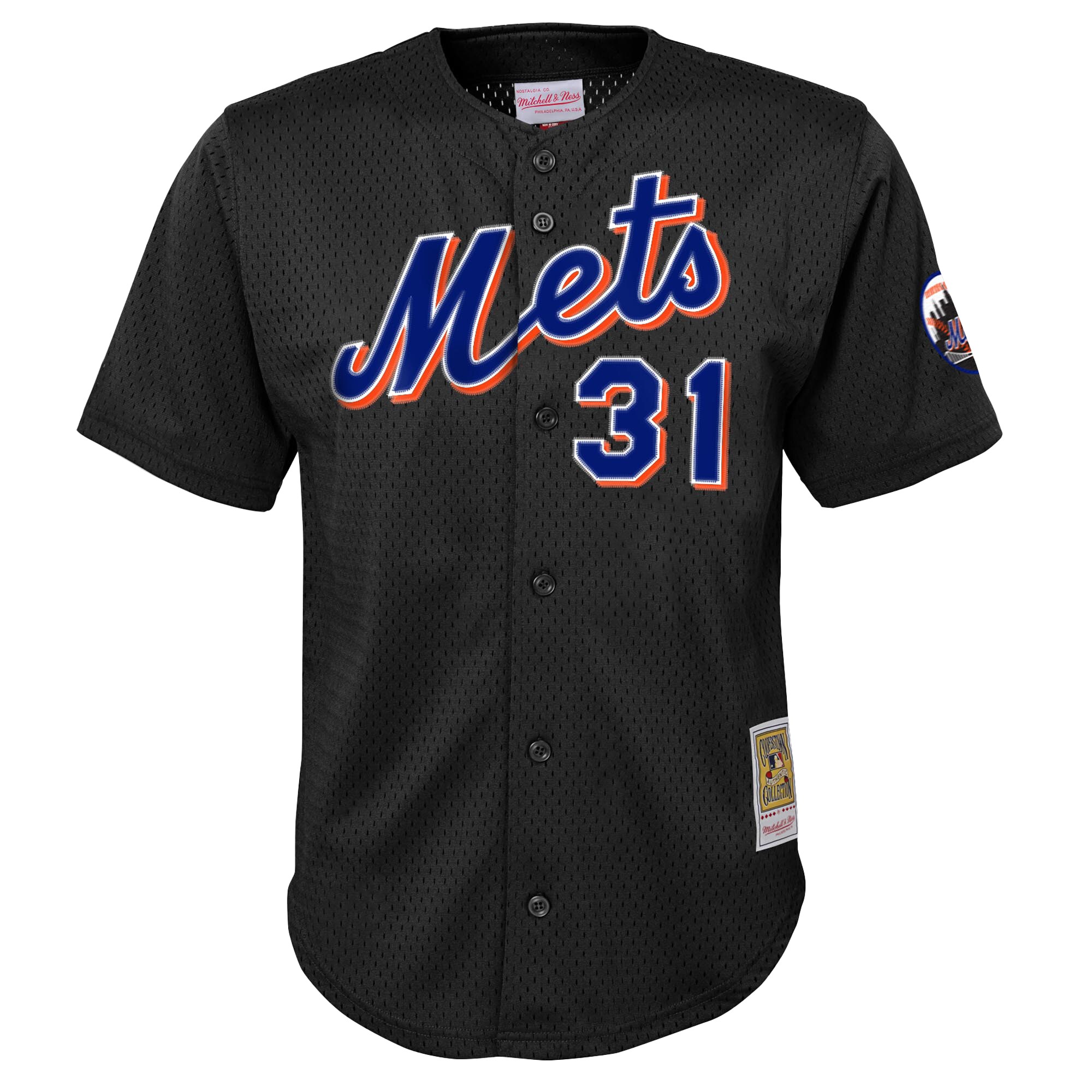 Alternative view of Toddler New York Mets Mike Piazza Mitchell & Ness Black Cooperstown Collection Mesh Batting Practice Jersey 