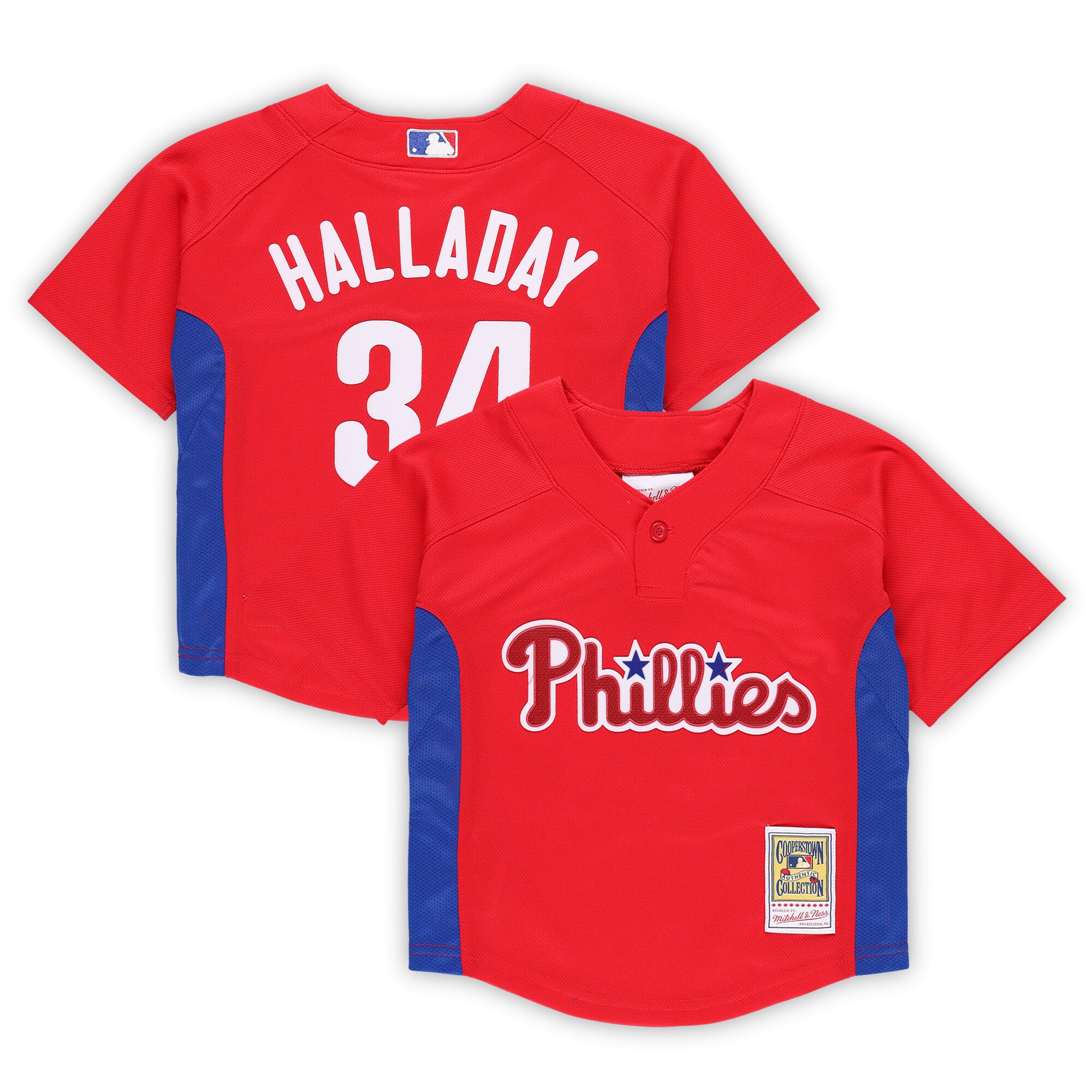 Toddler Philadelphia Phillies Roy Halladay Mitchell & Ness Red Cooperstown Collection Mesh Batting Practice Jersey 